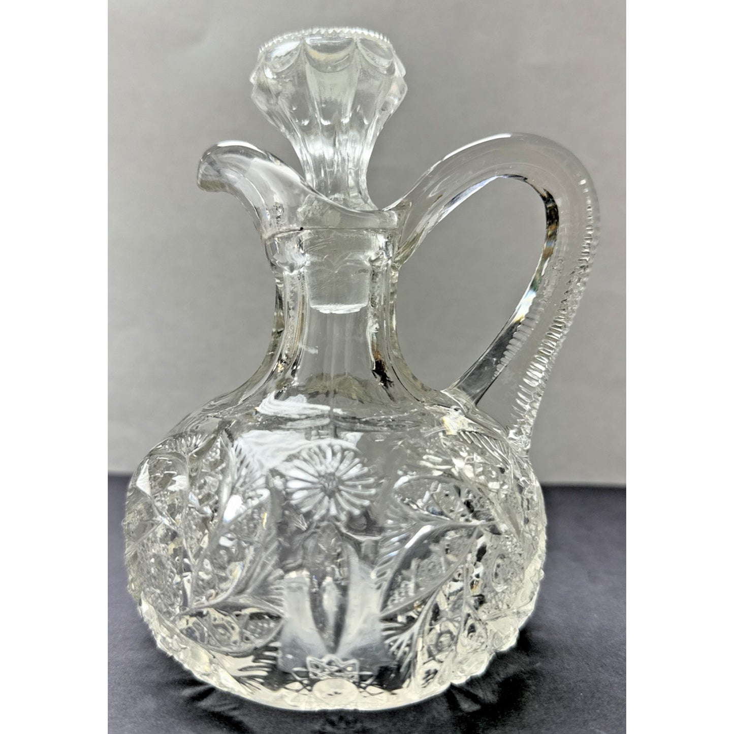 EAPG McKee Glass Daisy Aztec Spinner Cruet Stopper As Is