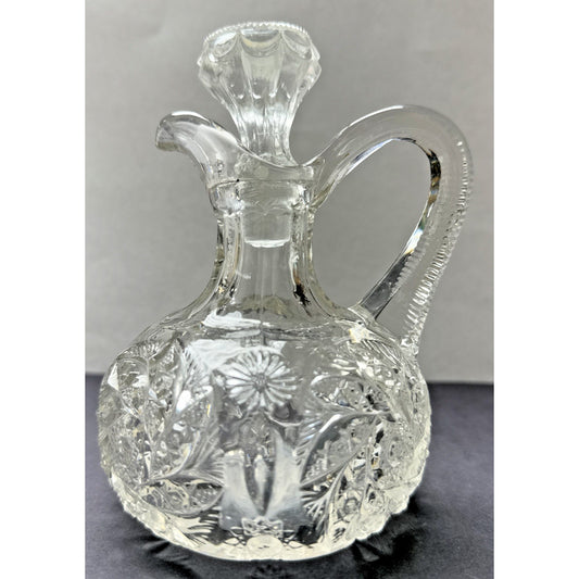 EAPG McKee Glass Daisy Aztec Spinner Cruet Stopper As Is