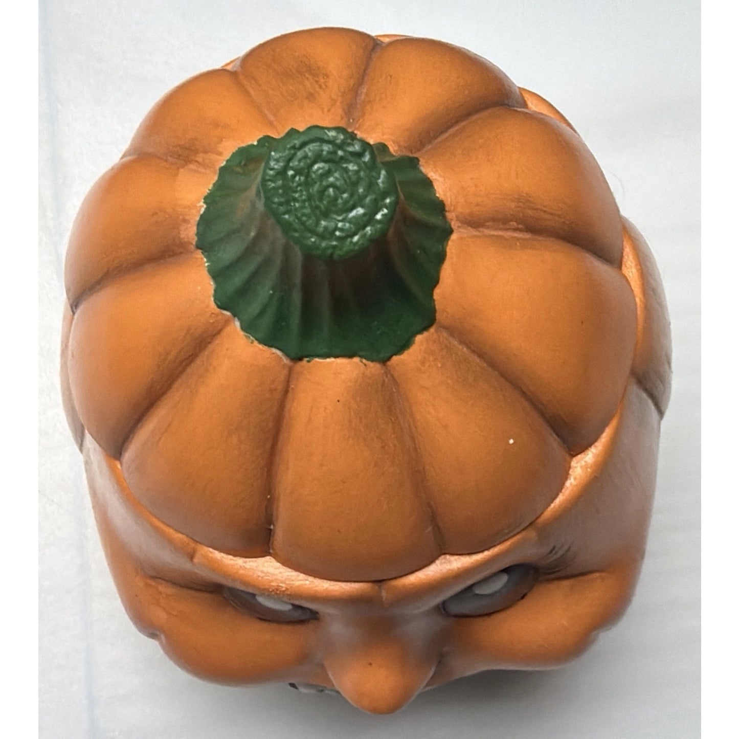Vintage Anthropomorphic Pumpkin Face Ceramic Figurine Hand Painted Jar As Is