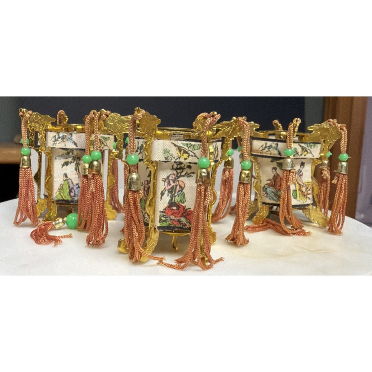Vintage Lot of 3 Miniature Chinese Palace Lantern New Year Christmas Ornament