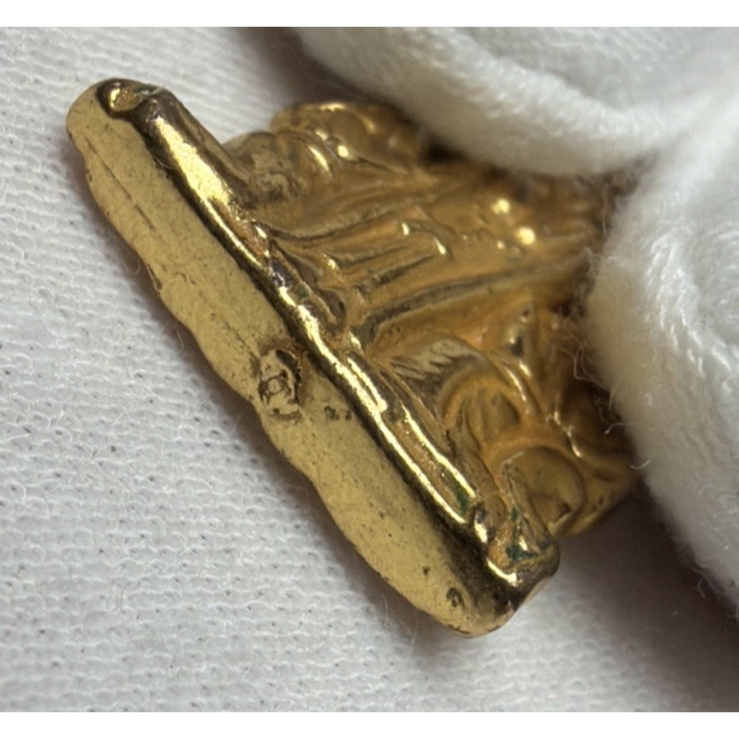 Vintage Catholic Pocket Shrine Our Lady of Fatima Blessed Gold Tone Metal