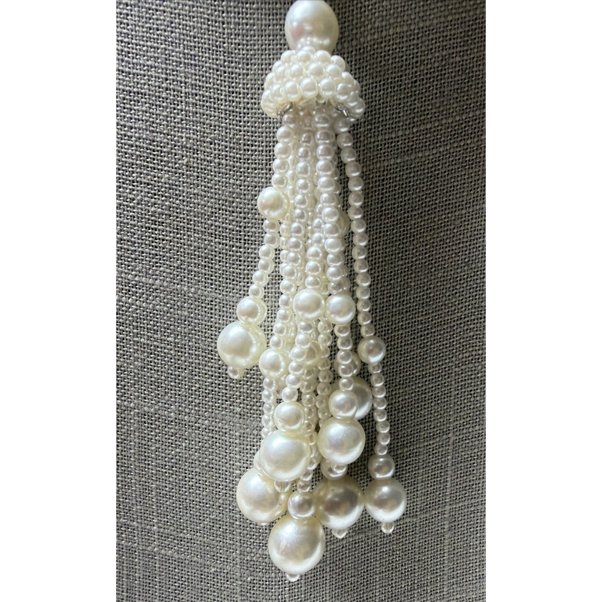 Vintage Multi Strand Faux Pearl Necklace Lariat Long Clasp