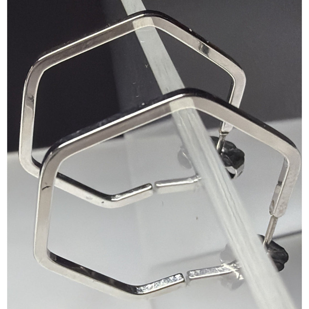Vintage Avon Sterling Silver Hexagon Hoop Earrings Post