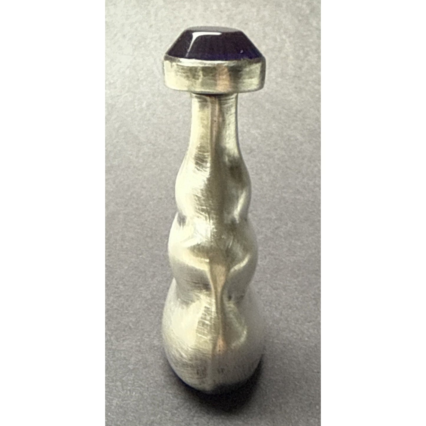 Taxco Sterling Silver TH-112 Mini Perfume Bottle Modern Blue Cabochon As Is