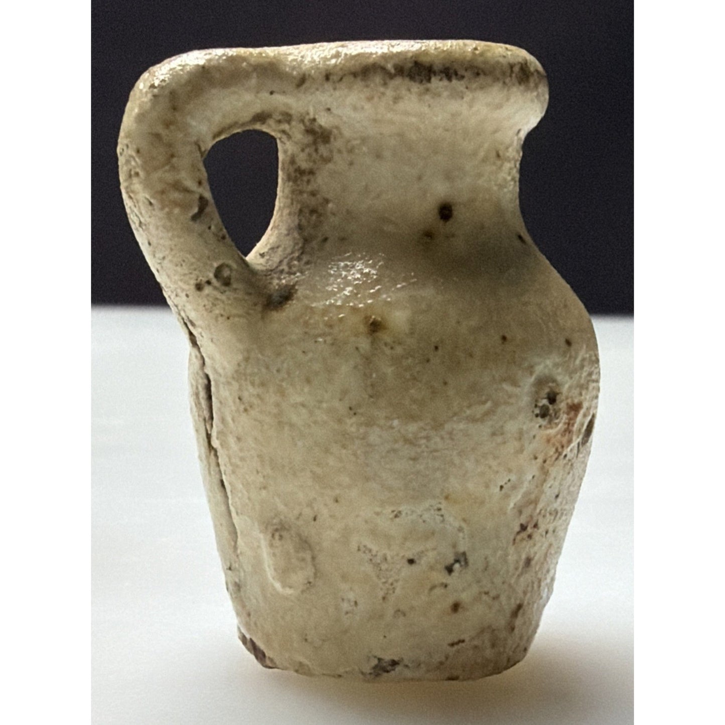 Antique Primitive Miniature Pottery Jug Handled Pitcher As Is
