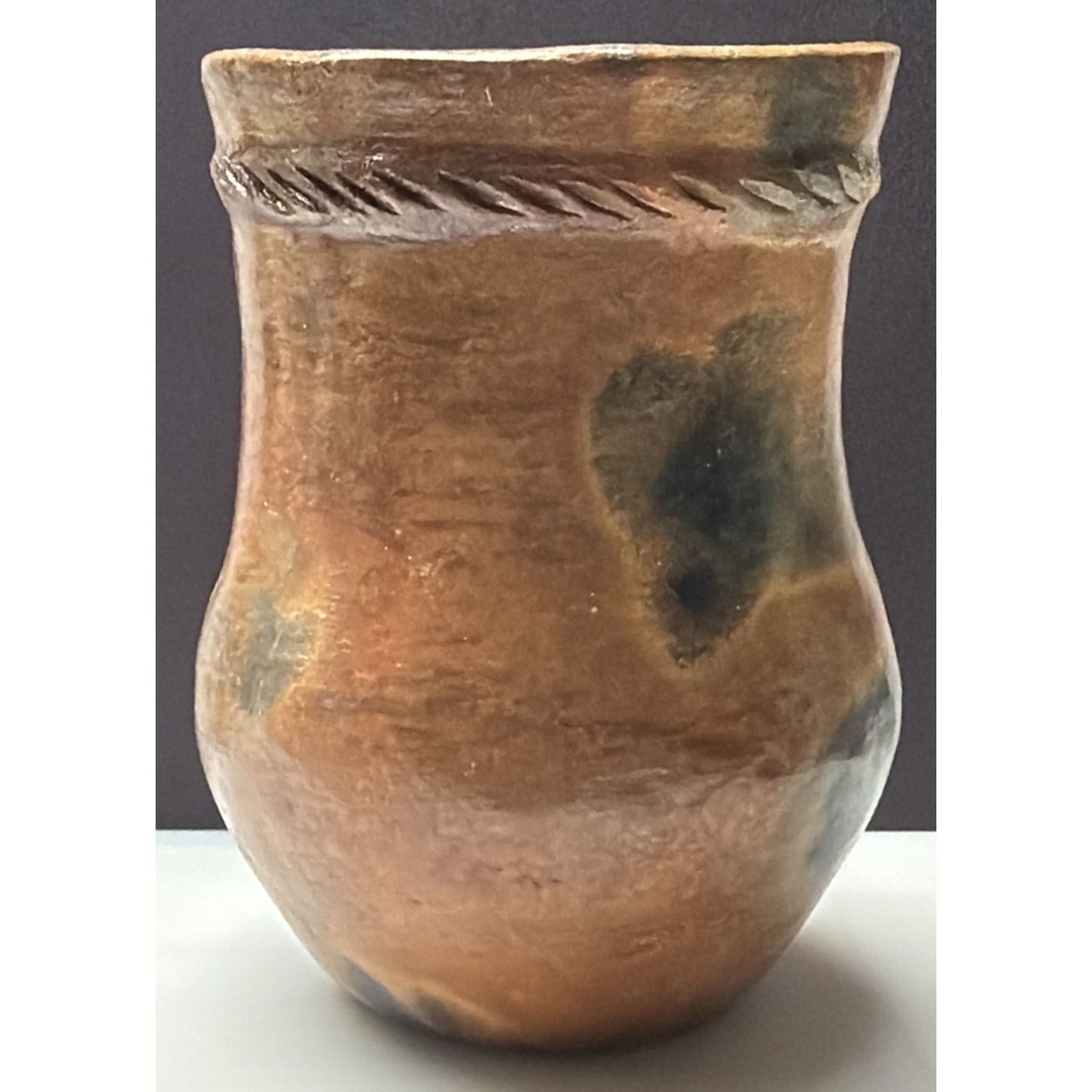 Vintage Navajo Art Pottery Vase Pinon Pine Pot Rope Glazed Fired As Is