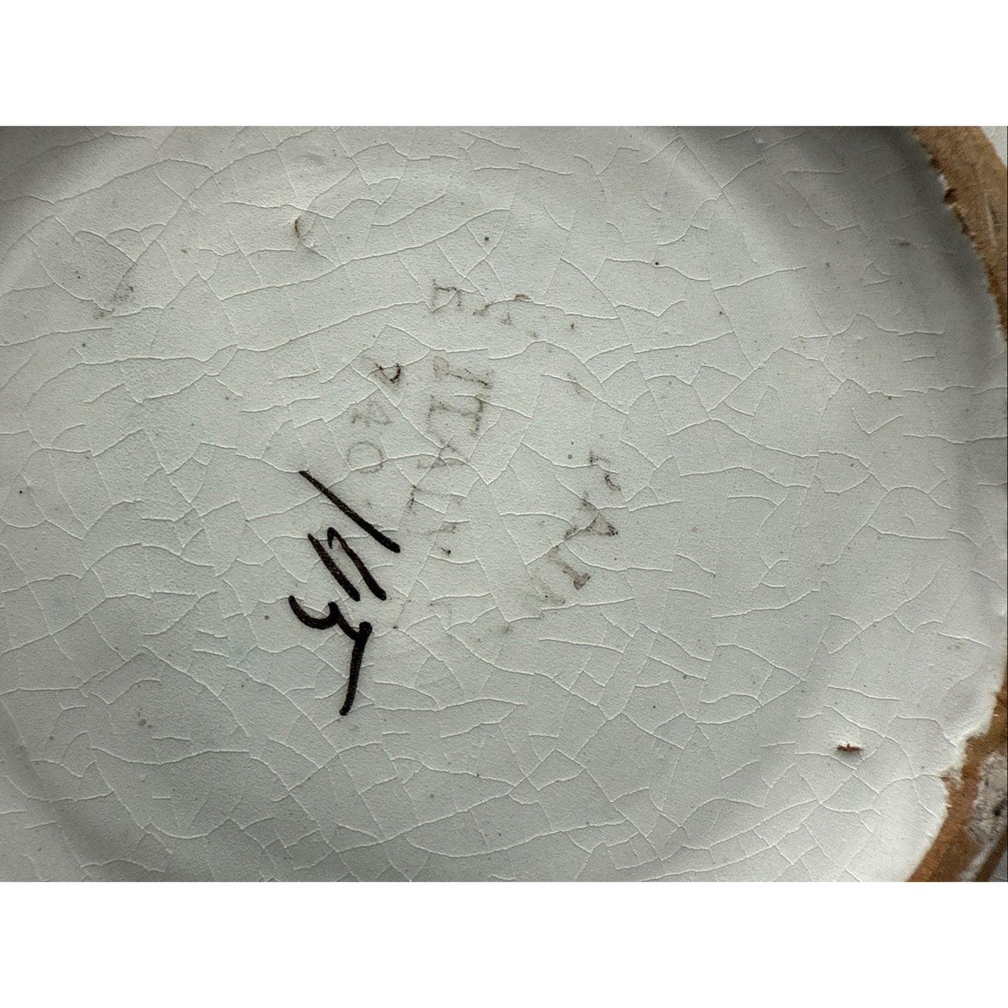 MCM Italy Sgraffito Pottery Cache Candle Base Dish Hand Painted Flower Handles