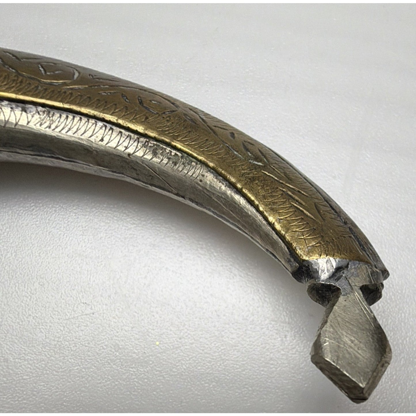 Old Moroccan Berber Islamic Dagger Sheath Only Silver Brass Inlay