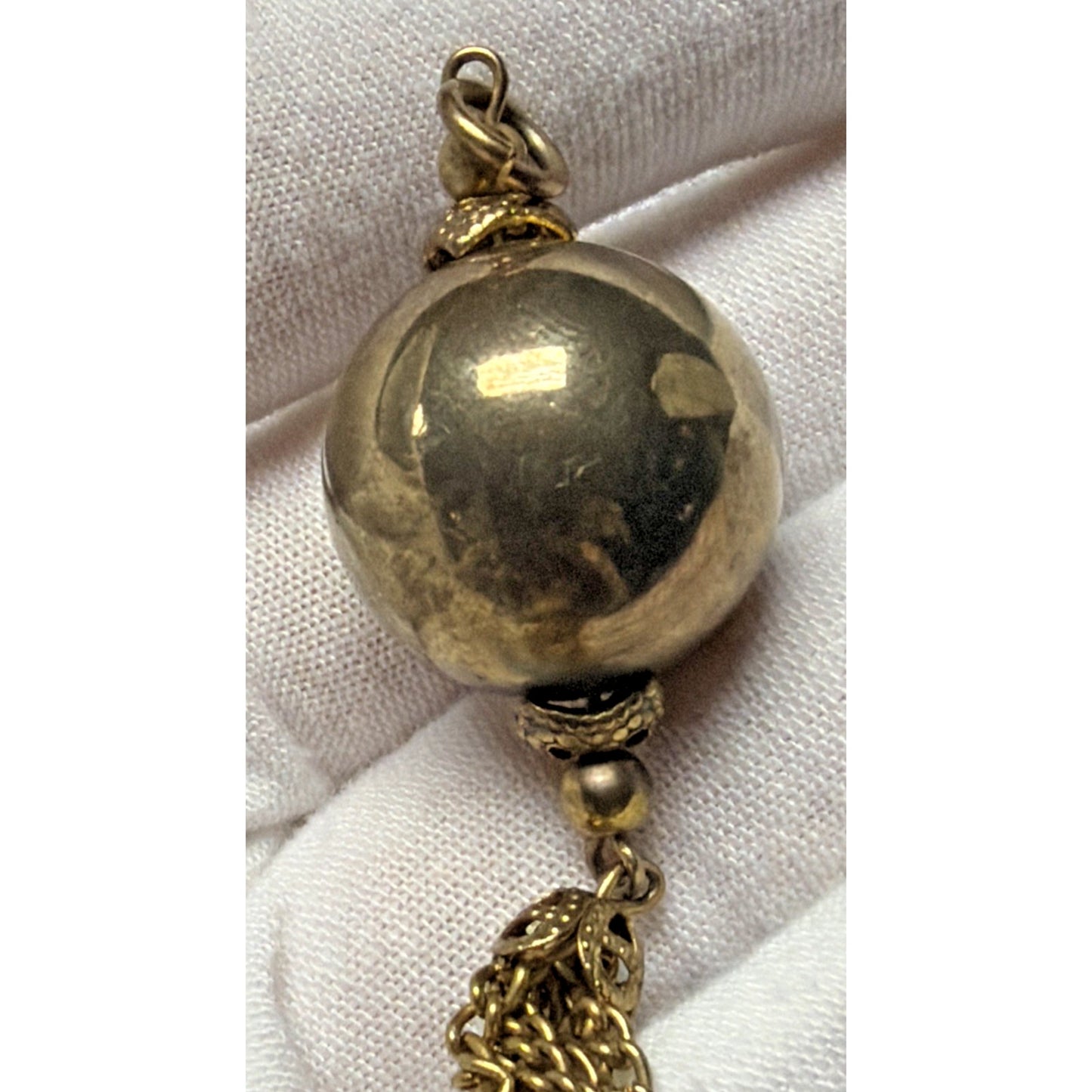 Vintage Baroque Style Pendant Ball Gold Tone Chain Tassel As Is