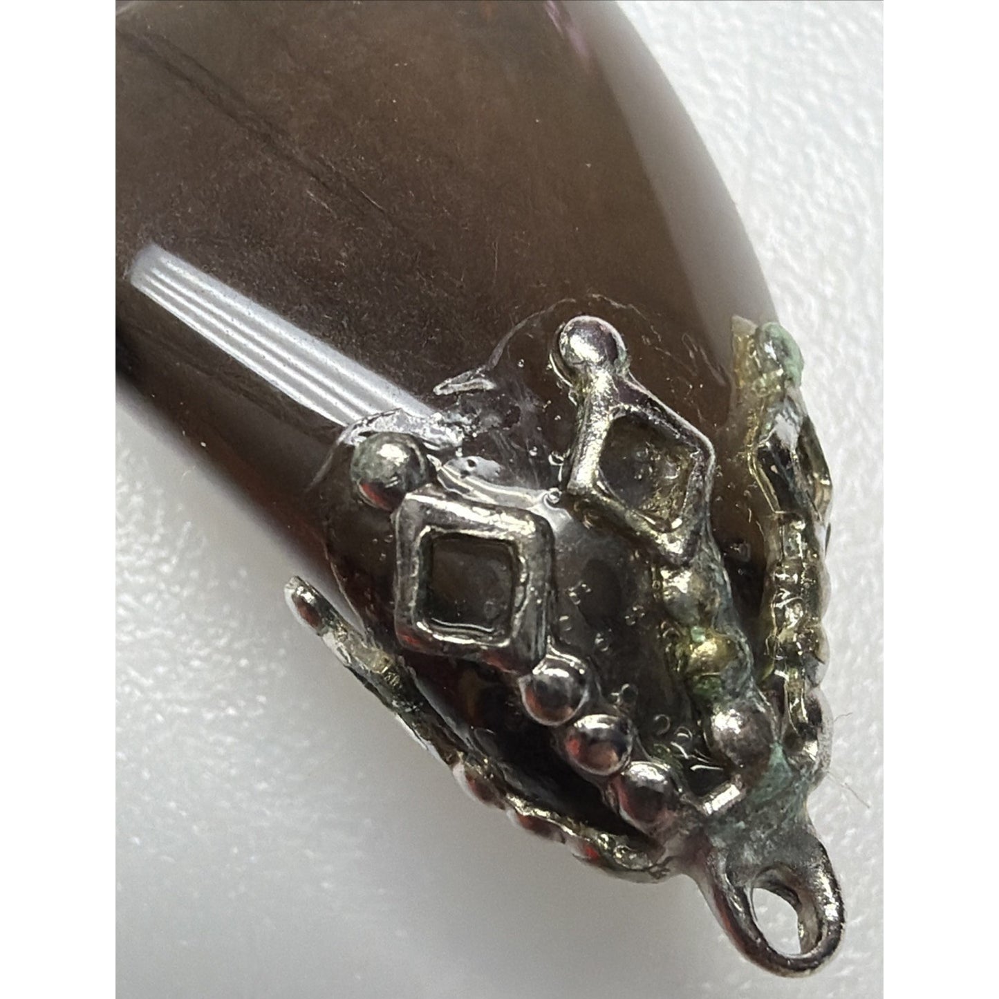 Vintage Tumbled Polished Smoky Quartz Gemstone Pendant Hand Made As Is