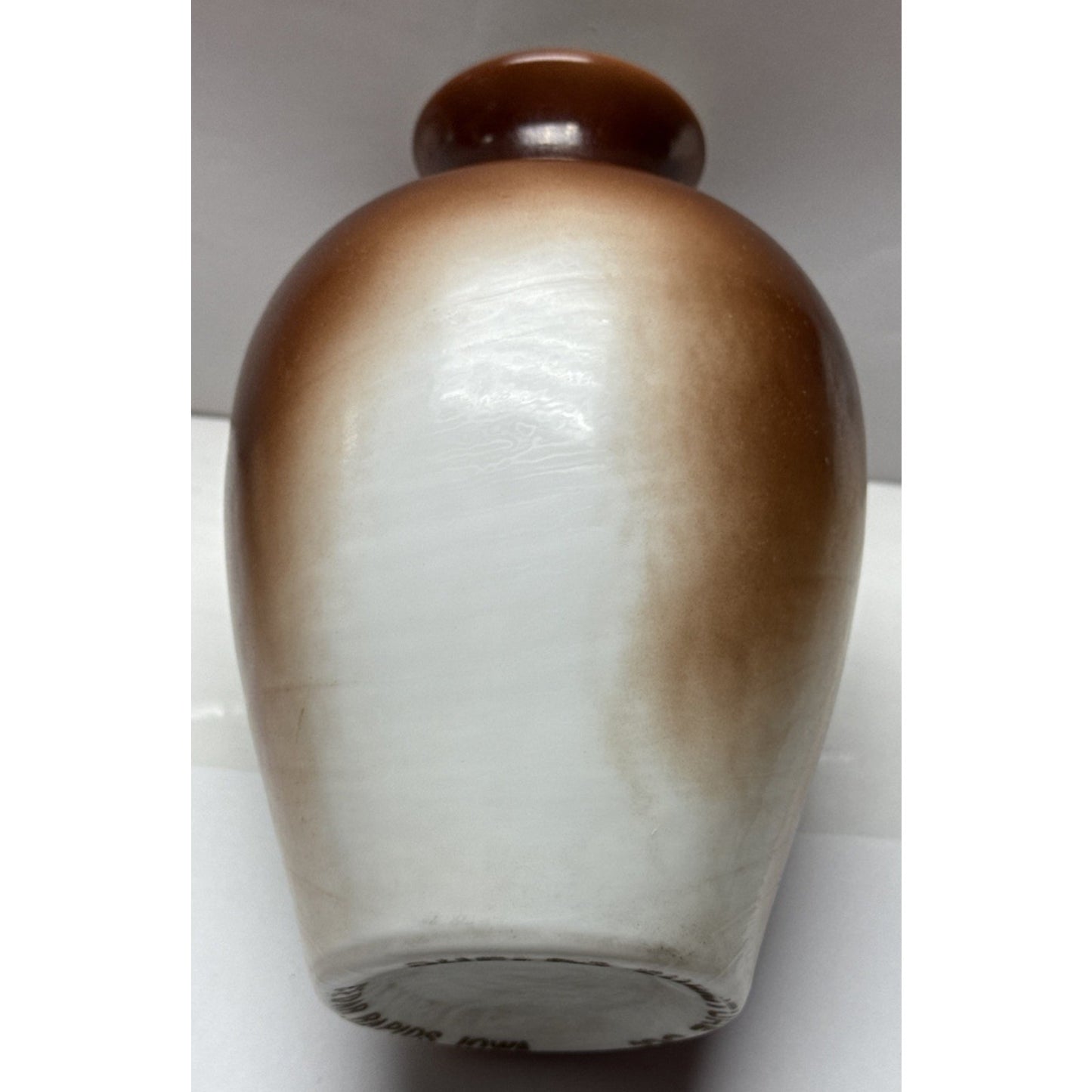 EAPG Victorian Fostoria Opaque Milk Glass Hand Paint Green Rose Bulb Vase As-Is