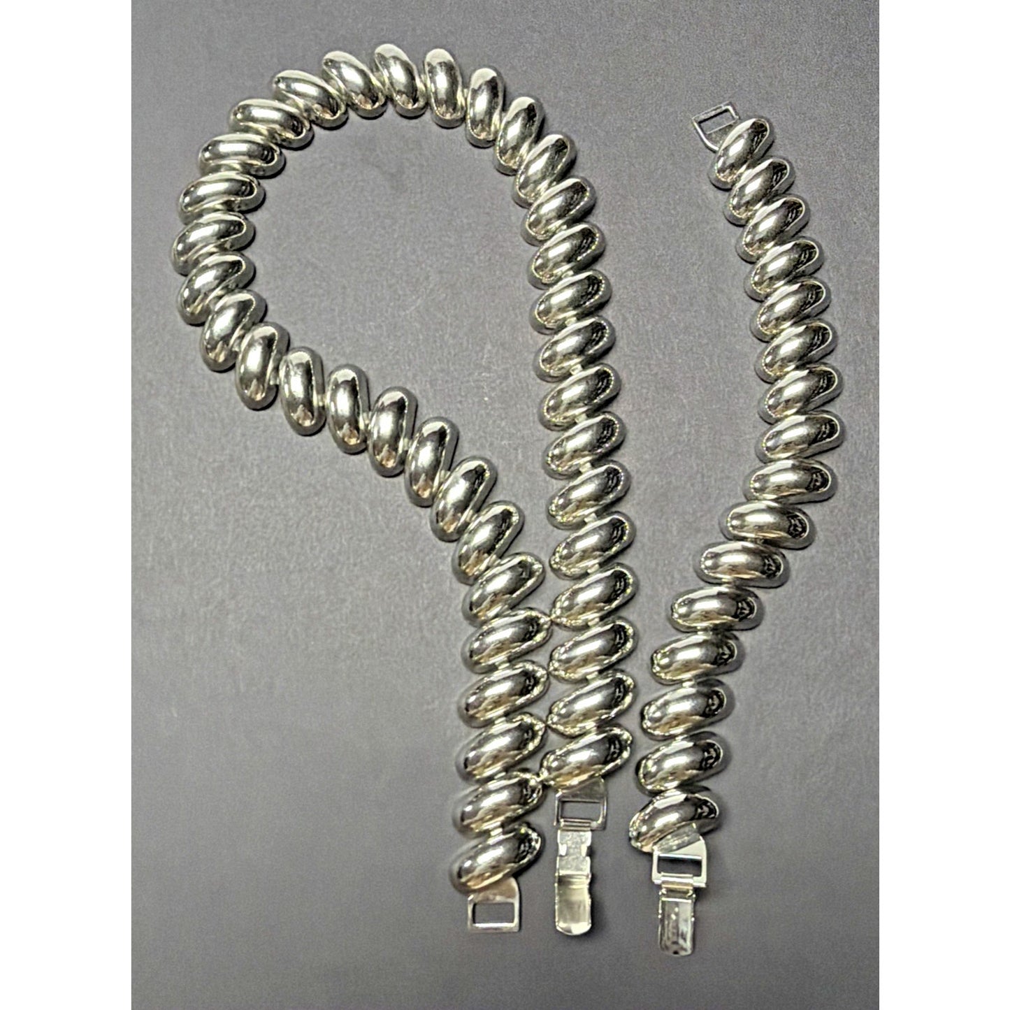 Vintage Set Napier Collar Necklace Bracelet Silver Tone Chunky Oval Link