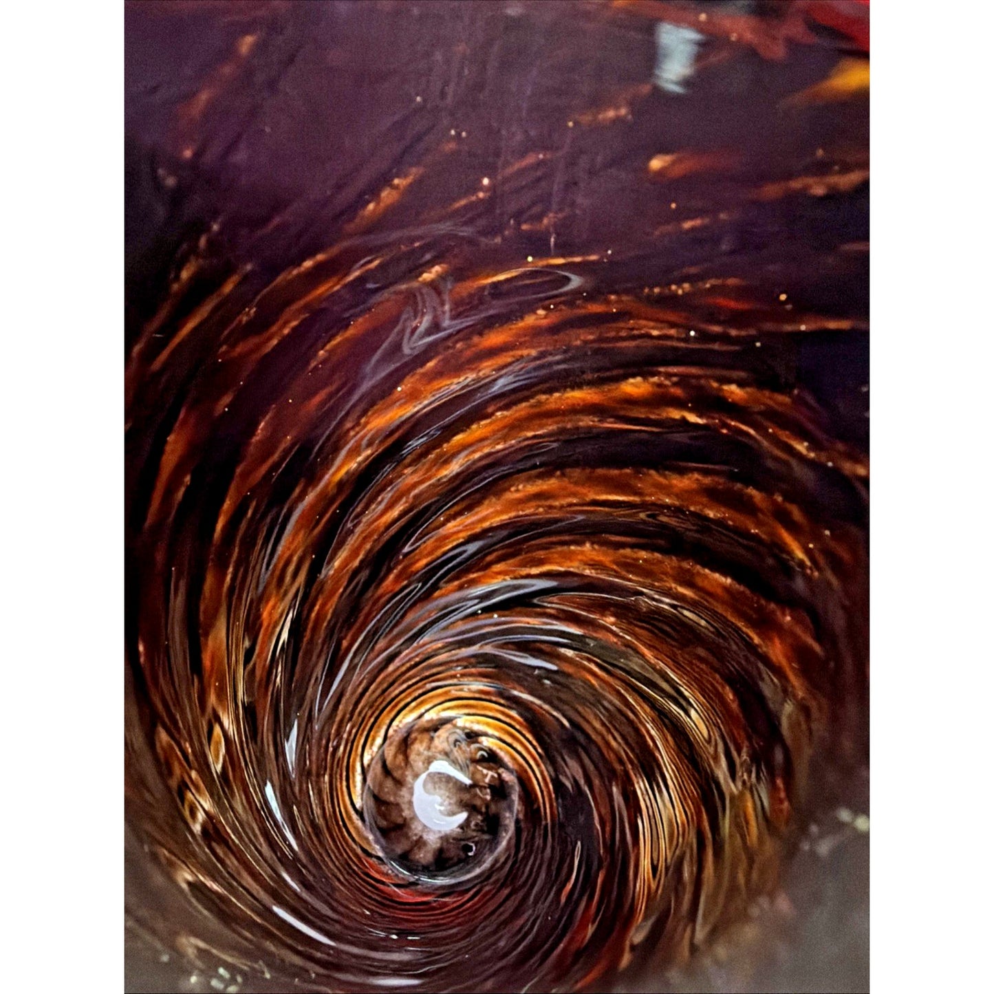 Jon Bush Iridescent Art Glass Vase Black Green Spiral Abstract Red Lip Signed