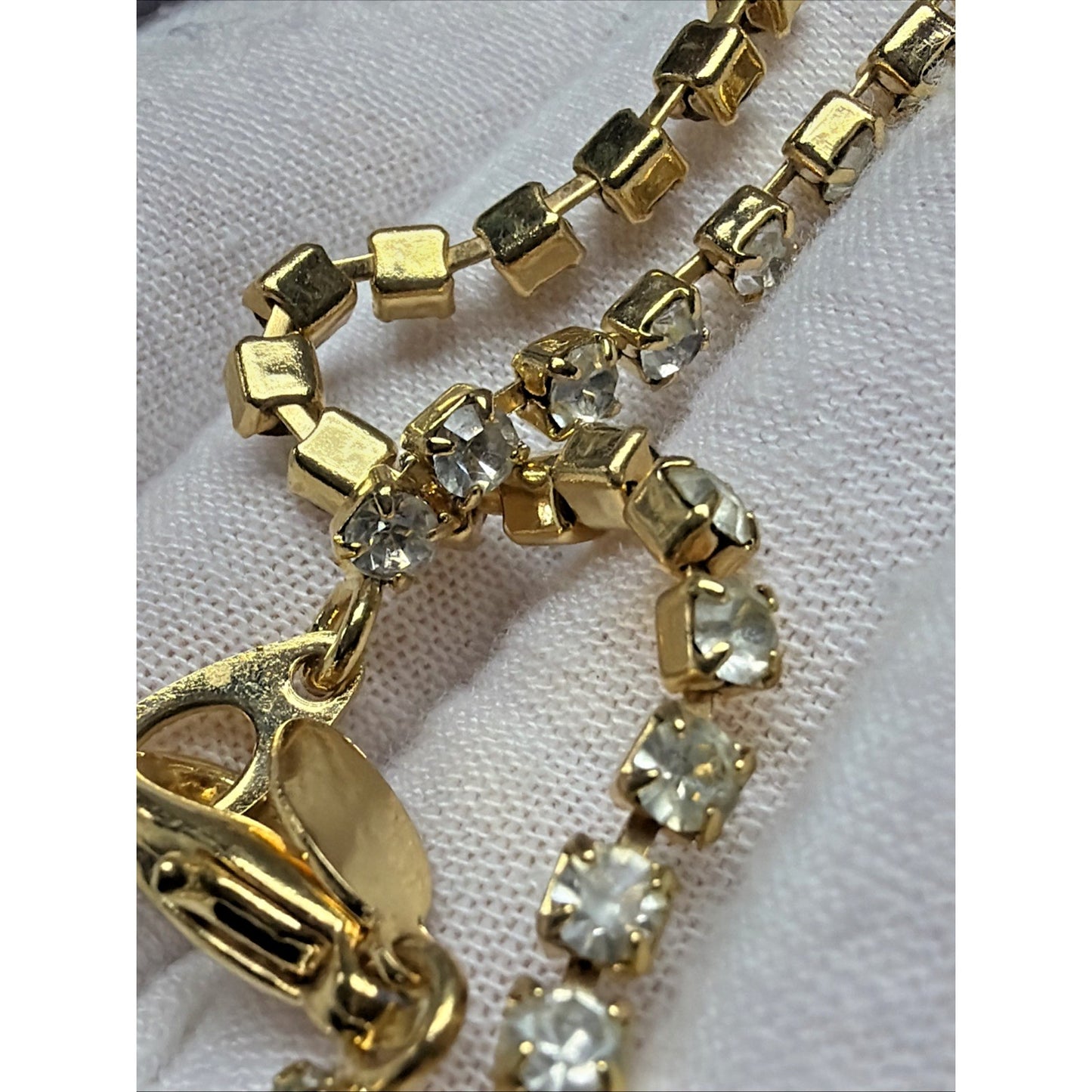 Vintage Park Lane Gold Tone Faceted Rhinestone Tennis Bracelet 7.25”