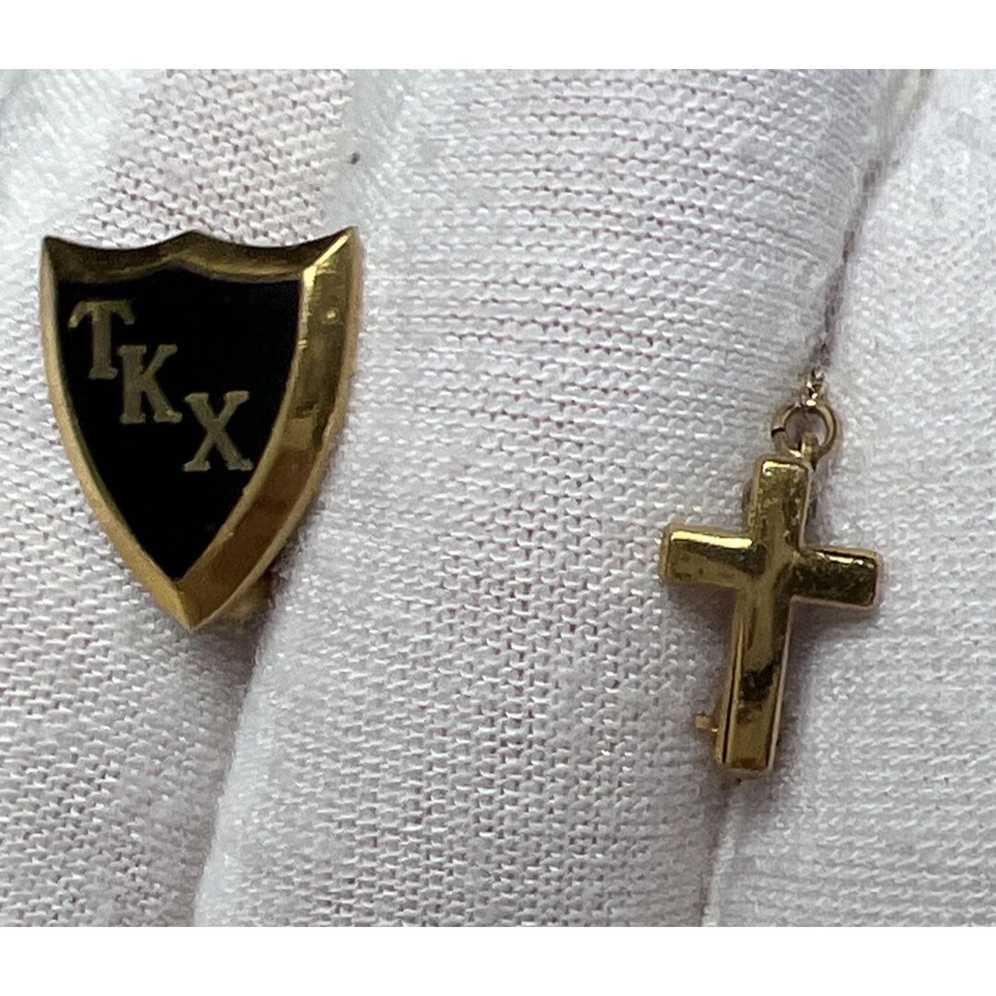 Vtg Gold Black Enamel Tau Kappa Chi Epsilon Concordia Fraternity TKX Pin Cross
