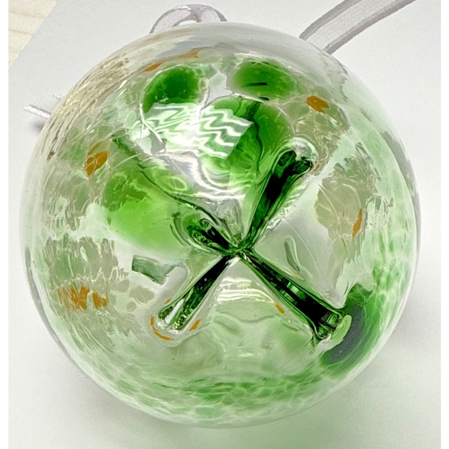 Kitras Glass Blown Long Stem Daisy Flower Blossom Ball Hanging Ornament Orb