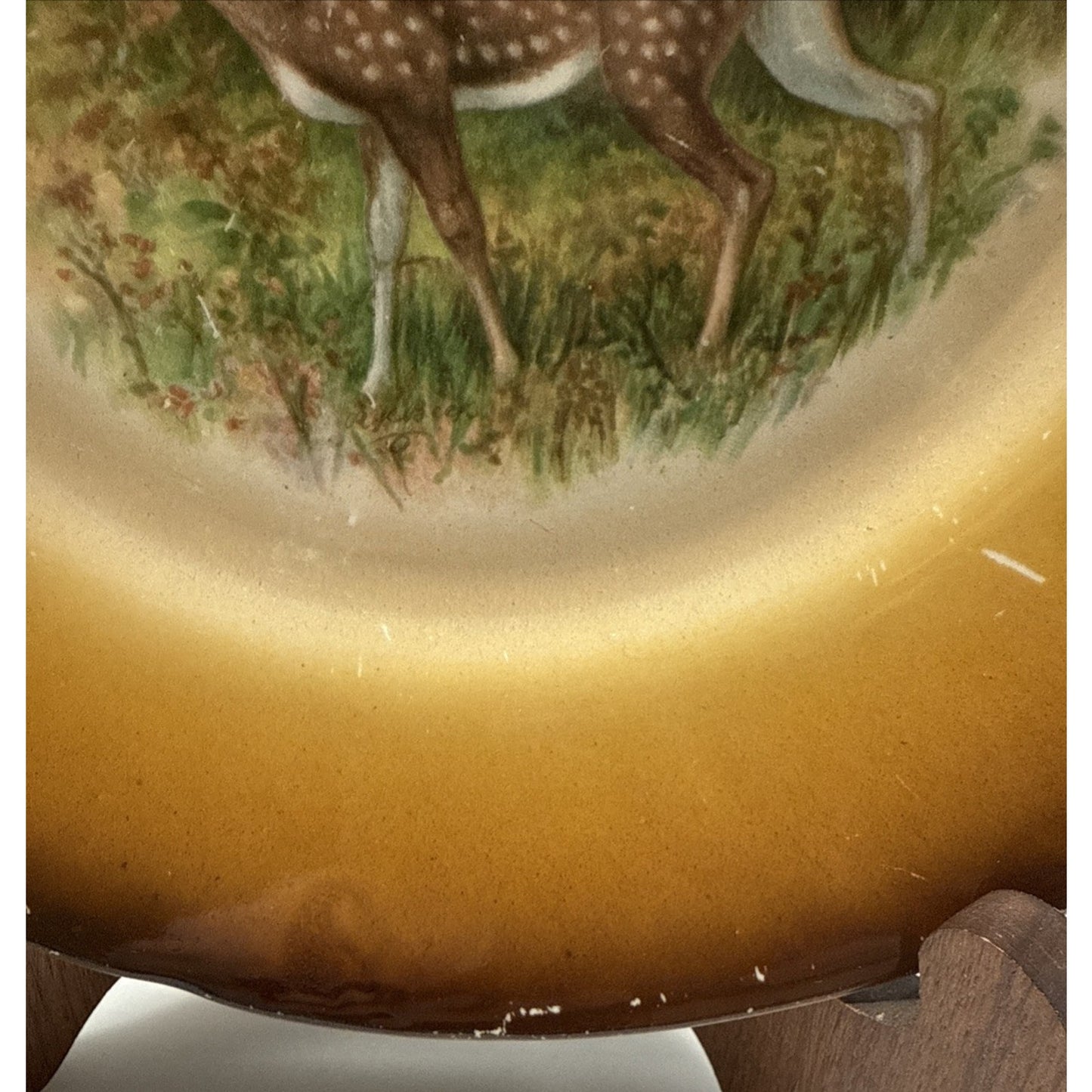 Old Latona Taylor Smith Taylor Hand Painted Plate Deer Rack Landscape Signed