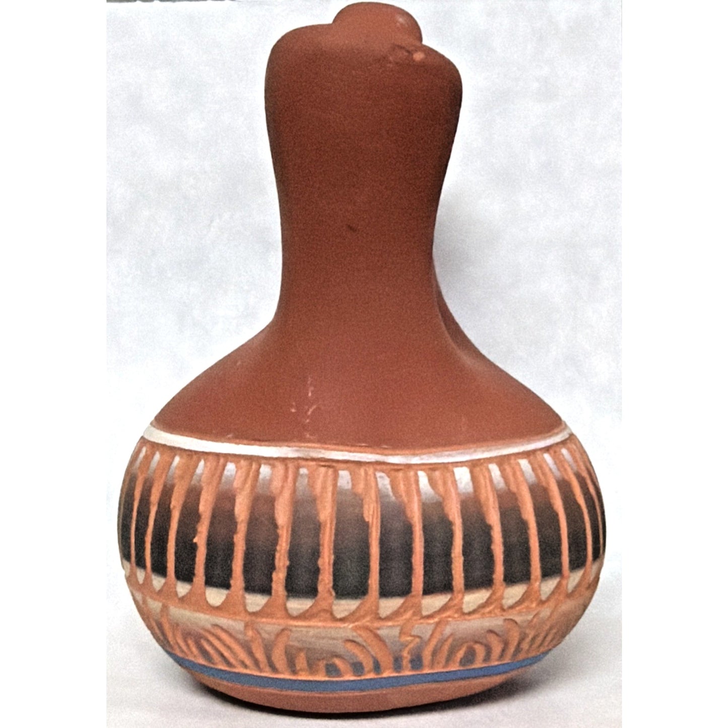 J Platero Native Navajo Etched Art Pottery Mini Wedding Vase Signed Numbered