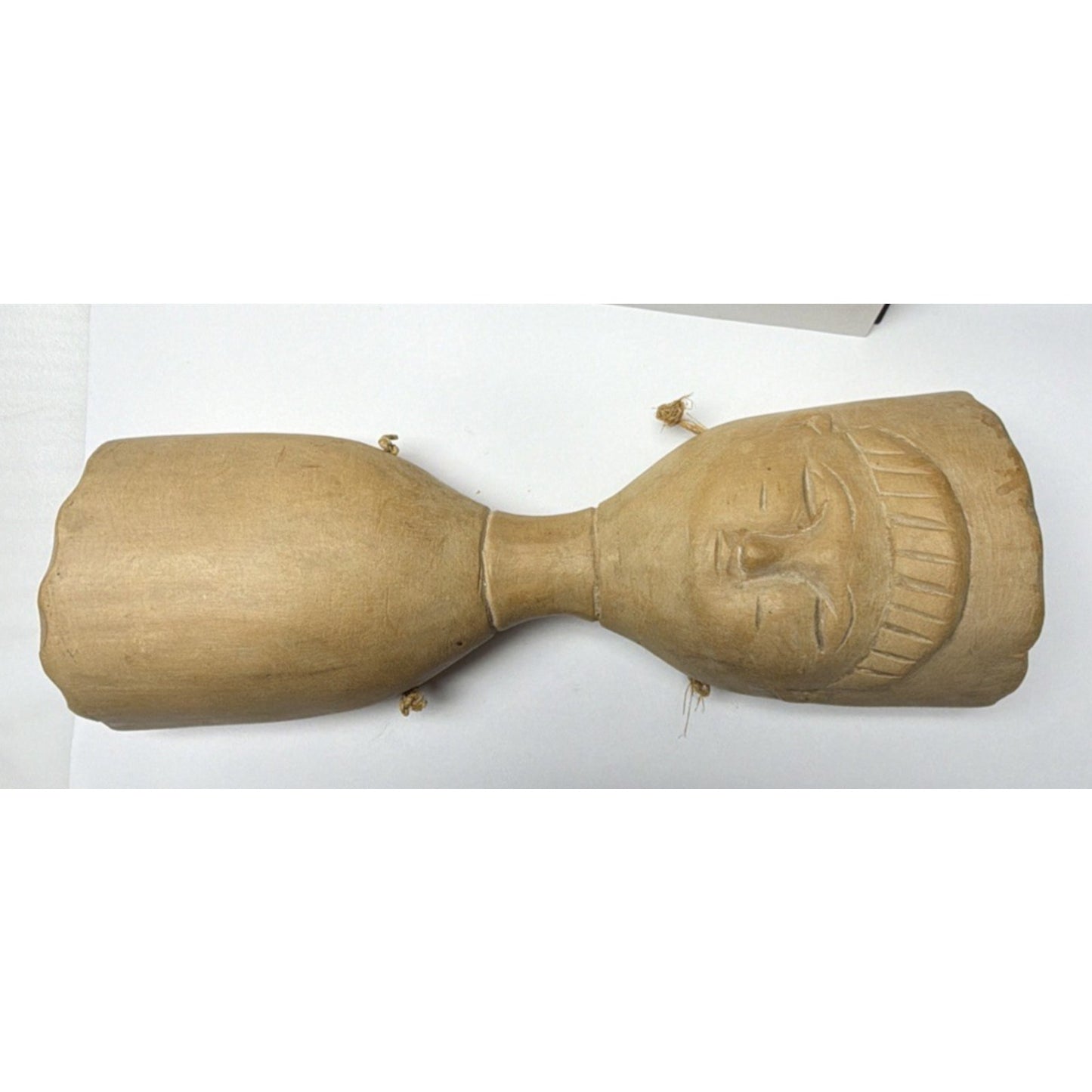Vintage African Shaman Double Sided Wood Carved Tongue Rattle Shaker Instrument