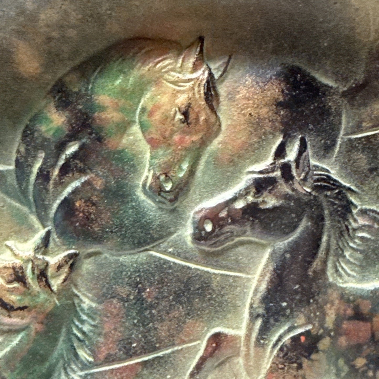 Antique Bradley Hubbard Cast Iron Wall Plaque Plate Wild Horse Stallions Bronze