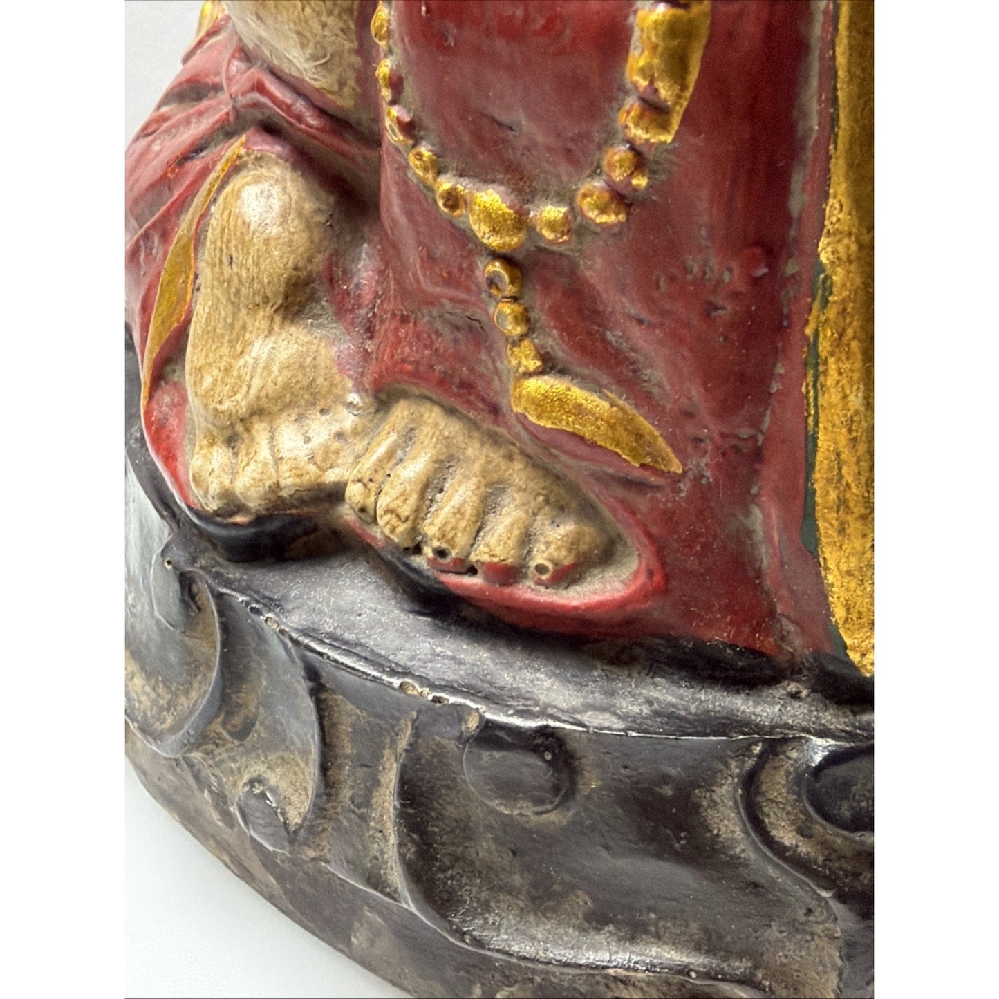 Vintage Ceramic Happy Laughing Fat Buddha Hand Painted Beads Base As Is