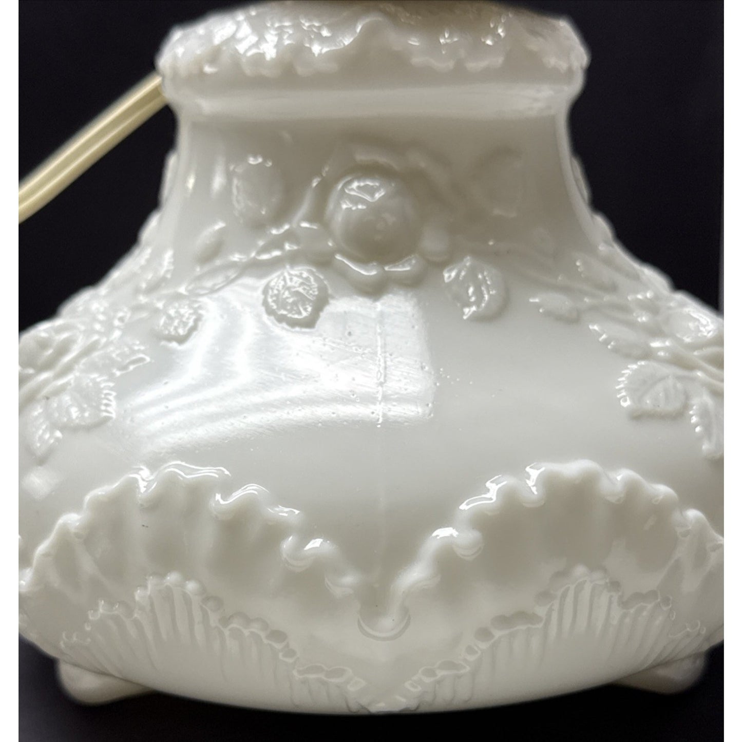 EAPG Dithridge Colonial OMN Rose Wreath Milk Glass Rose Wreath Lamp Base As-Is