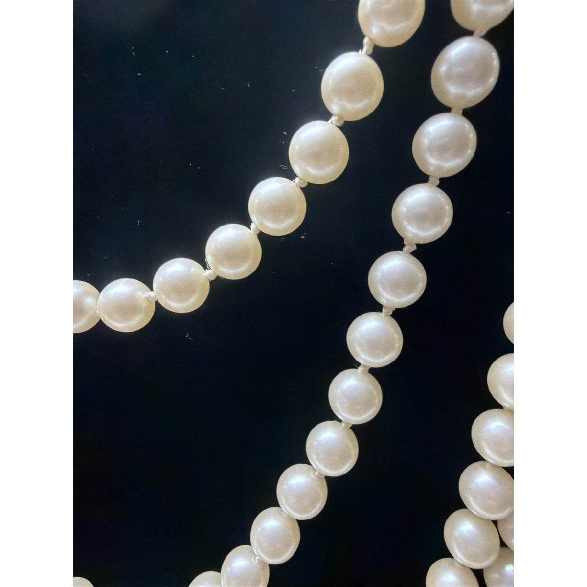 Vintage Long Faux Pearl Necklace Cream Hand Knotted Garland As Is Read