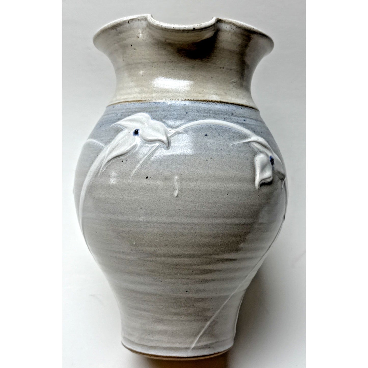 Noble Studio Art Pottery Pitcher Bowl Basin Trillium Blue White