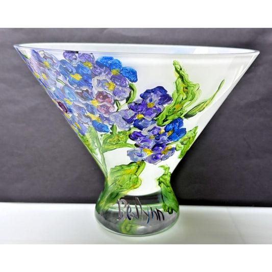 Vintage Mouth Blown Cased Art Glass Vase Hand Painted Floral Primrose Signed