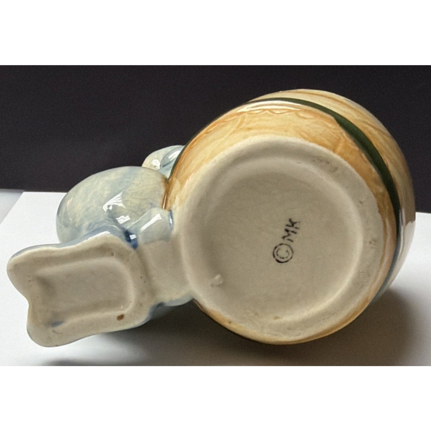 Vintage MK Japan Anthropomorphic Bunny Rabbit Ceramic Barrel Egg Vase Easter