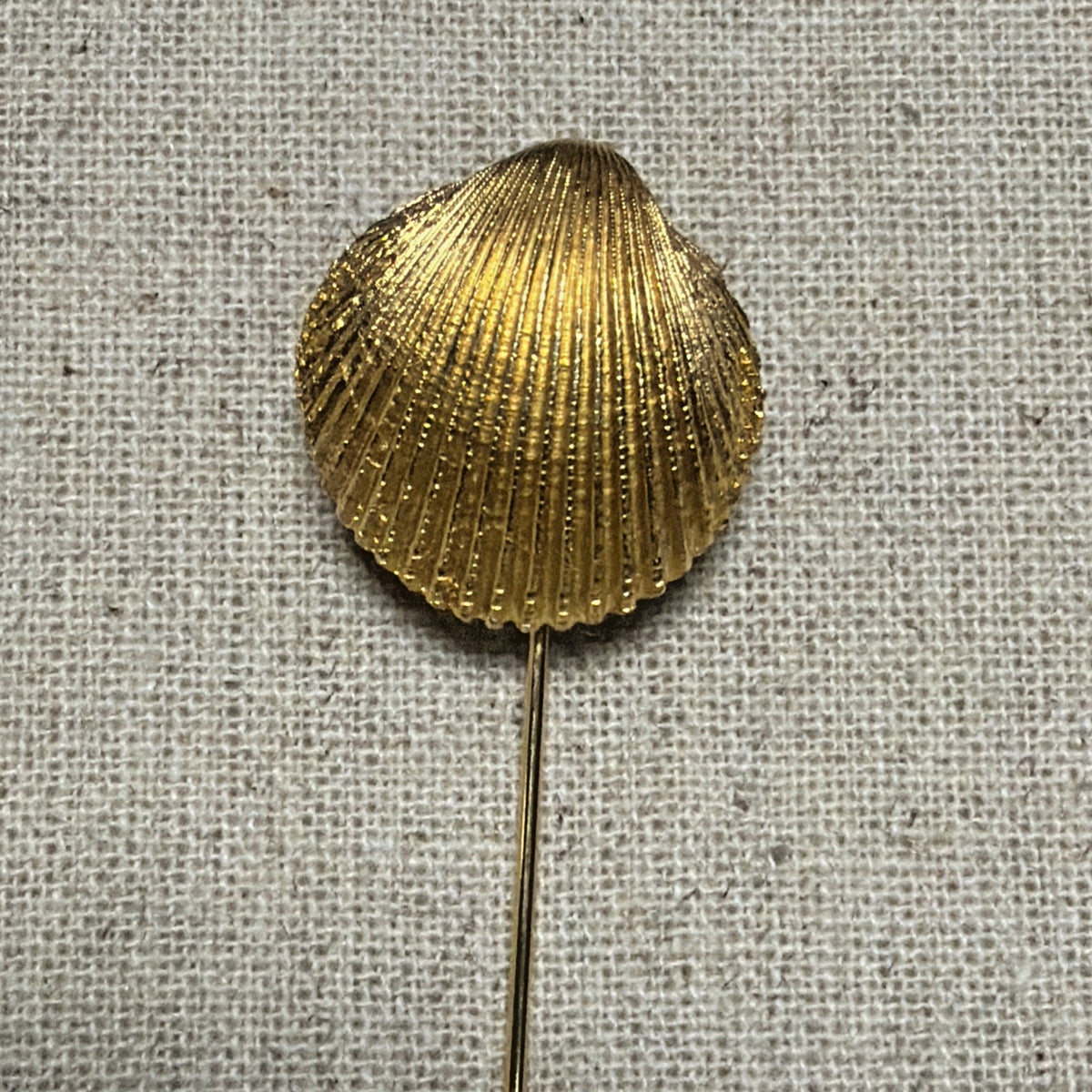 Vintage Trifari Shell Stick Pin Hatpin Clamshell Gold Tone