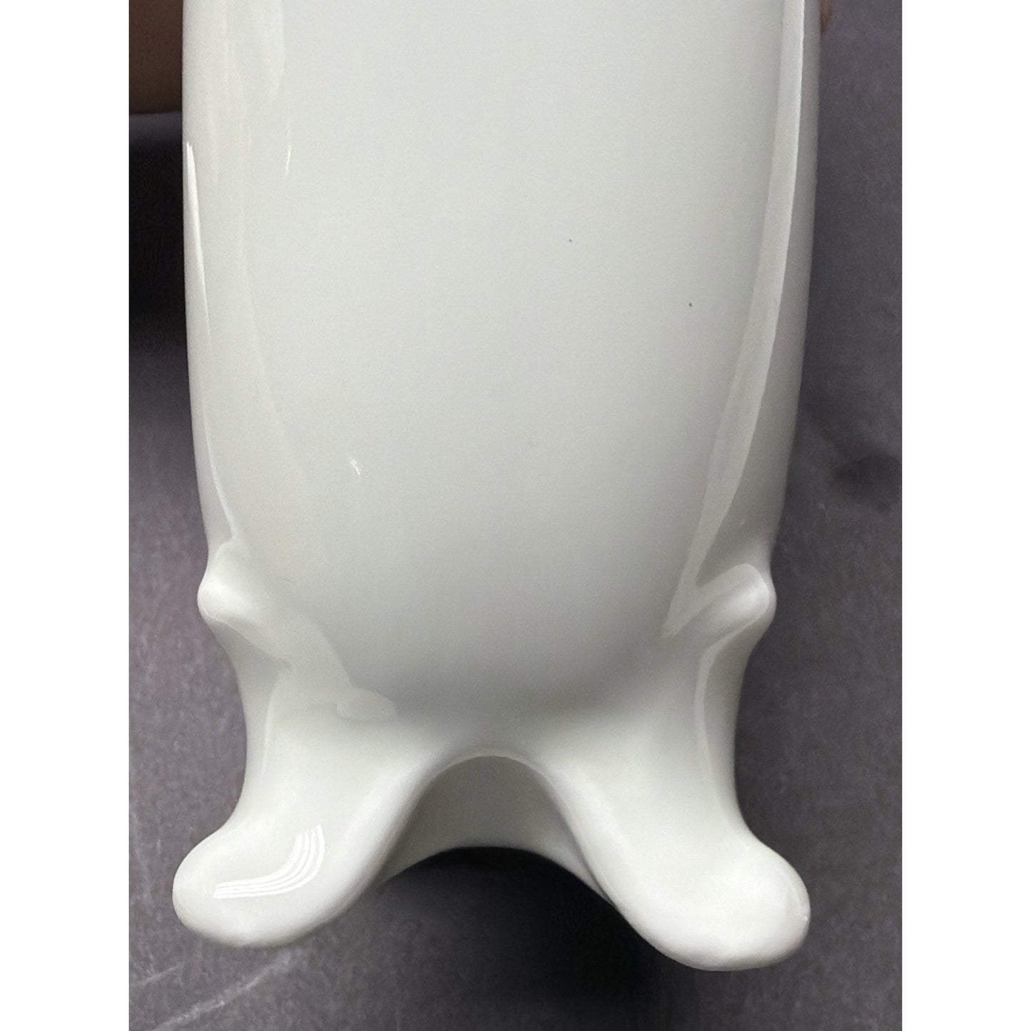 Vintage PM Bavaria Germany White Porcelain Vase Spooner Embossed Scalloped