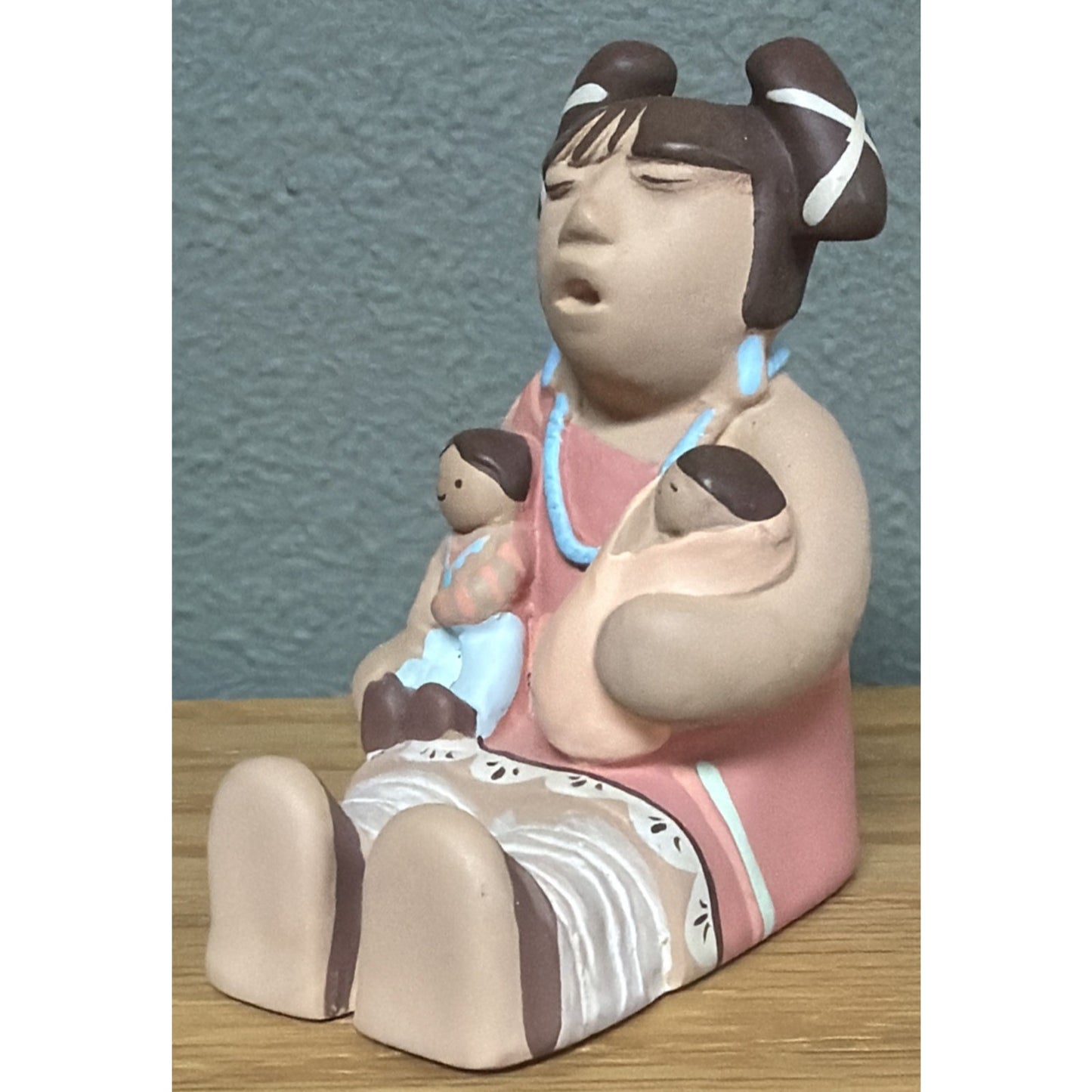 Vintage Cleo Teissedre Native American Storyteller Children Figurine 1989 Signed