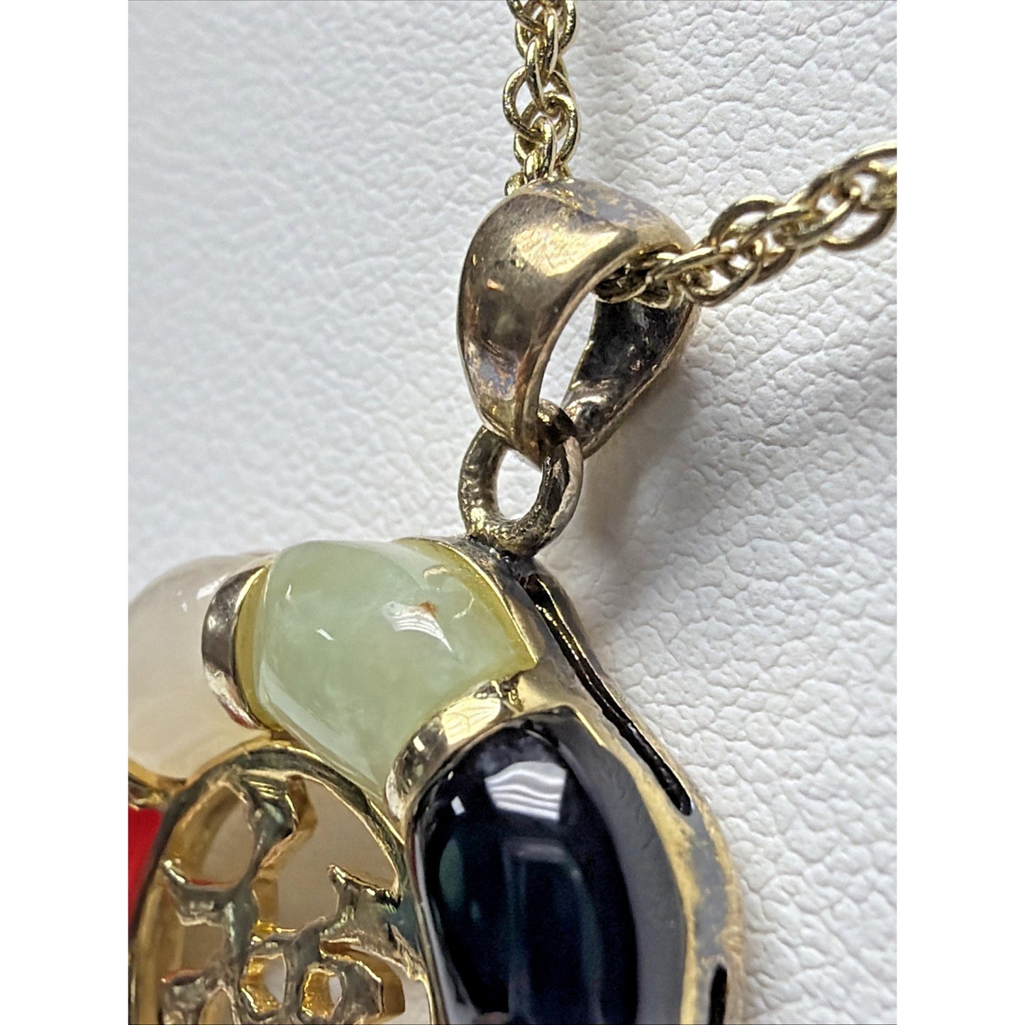 Joseph Cleary JC Asian Good Luck Pendant Multistone Donut Plated Necklace Read