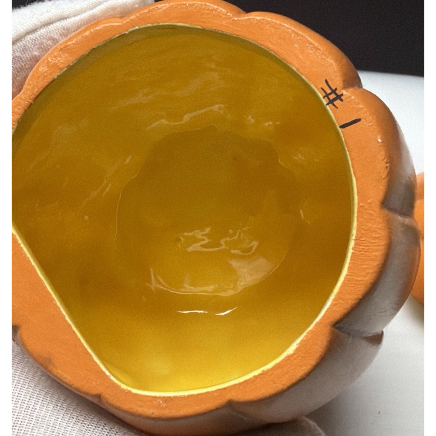 Vintage Anthropomorphic Pumpkin Face Ceramic Figurine Hand Painted Jar As Is