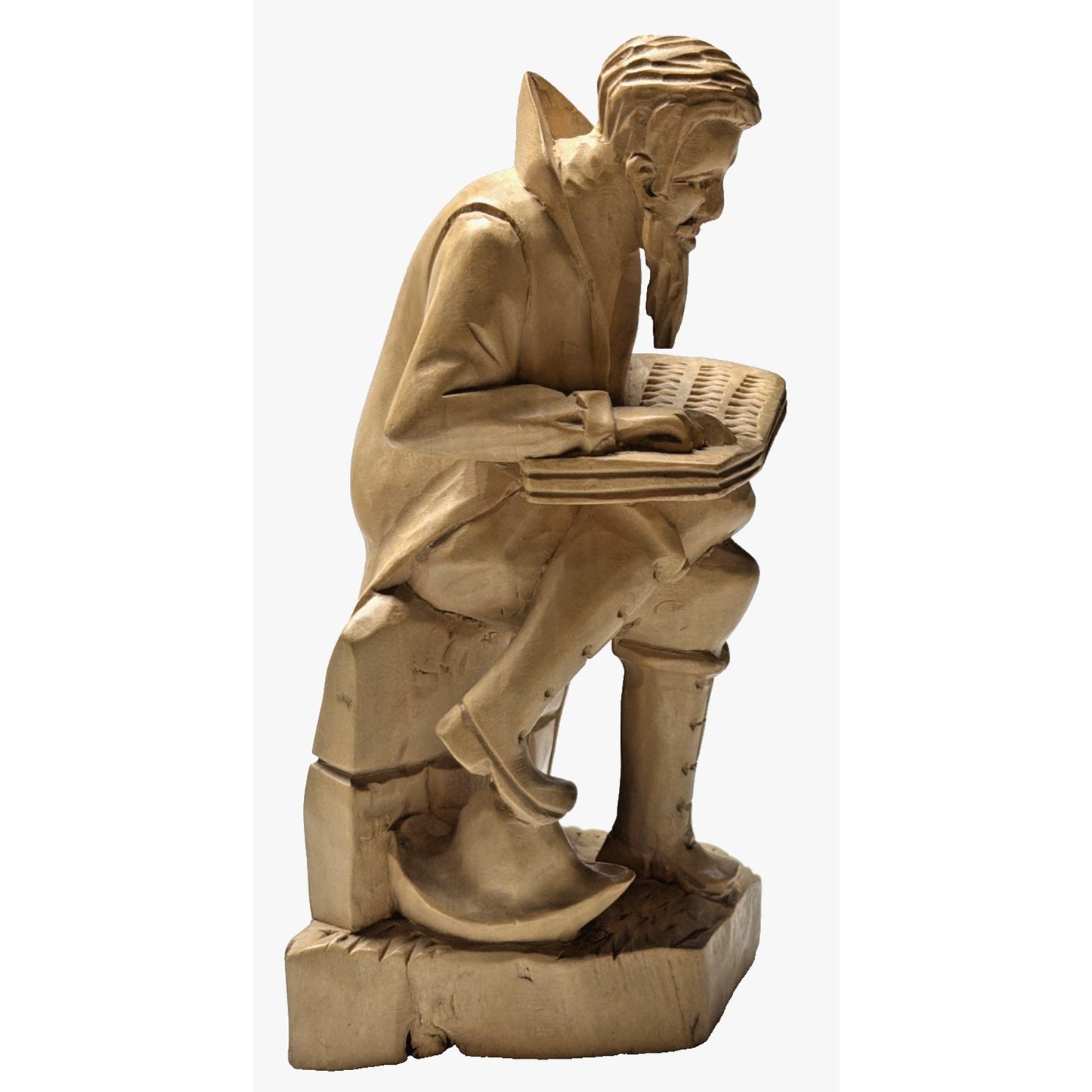 Vintage Don Quixote The Man of La Mancha Wood Carving Sitting Reading Book