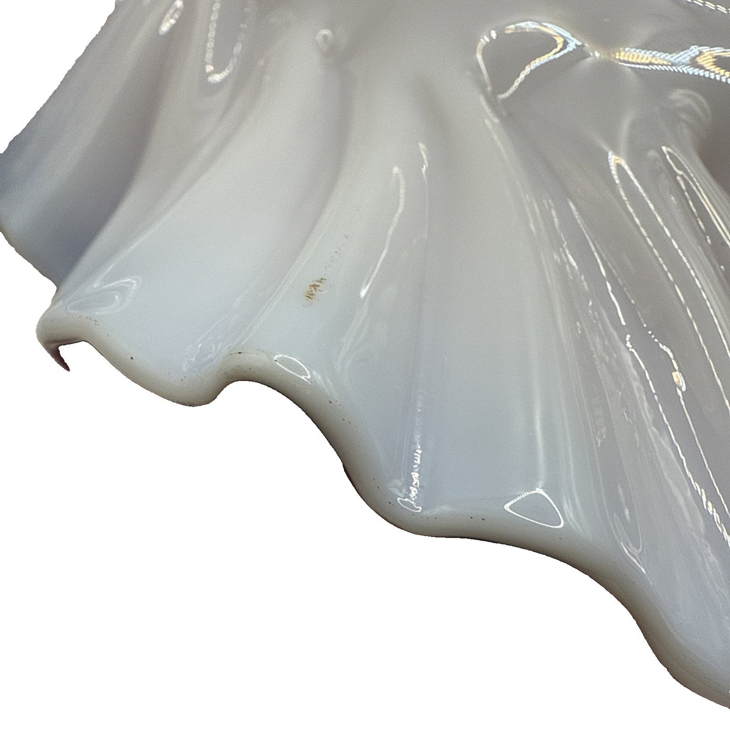 Victorian Brides Basket Bowl Purple Ruffled Wavy Rim Opalescent Glass