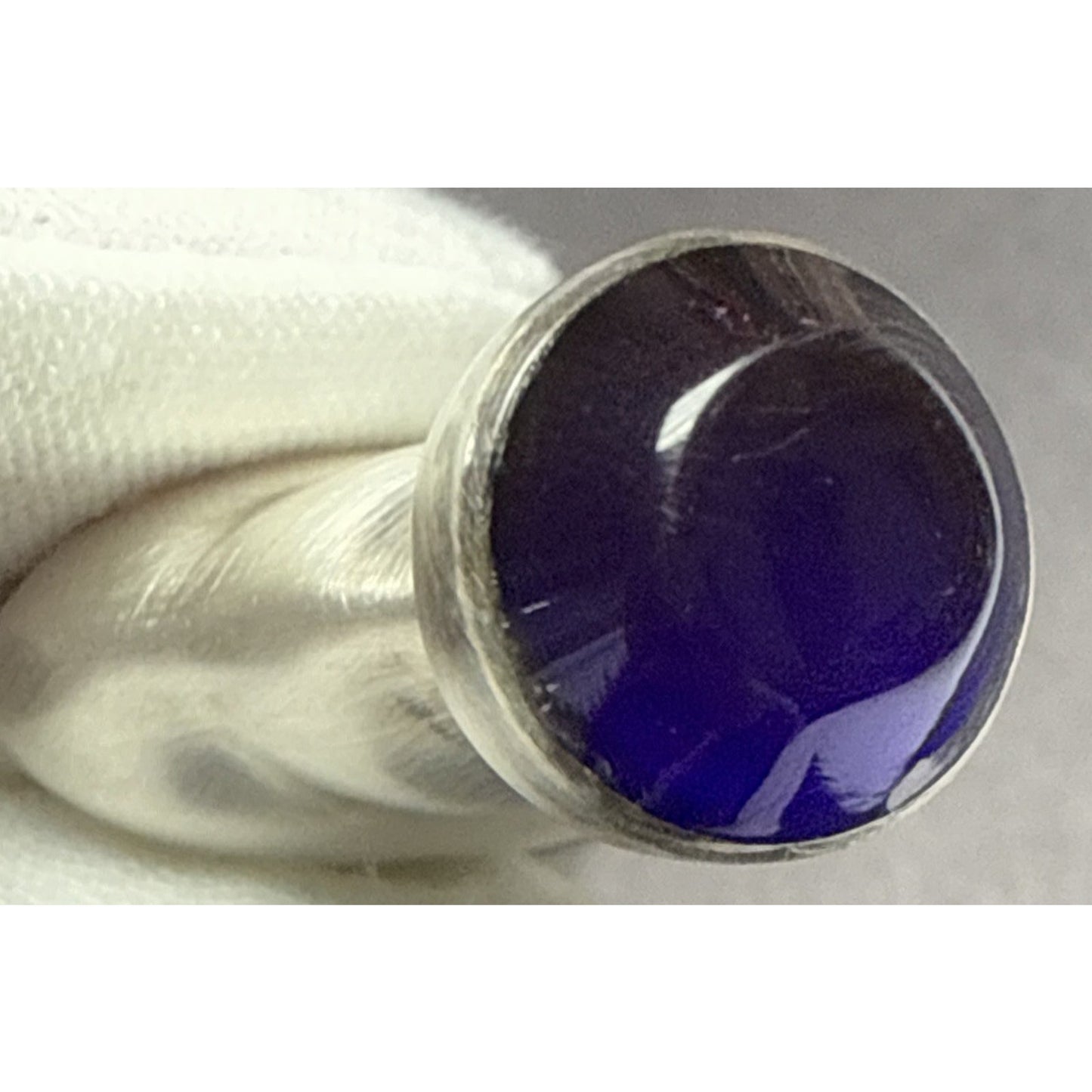 Taxco Sterling Silver TH-112 Mini Perfume Bottle Modern Blue Cabochon As Is