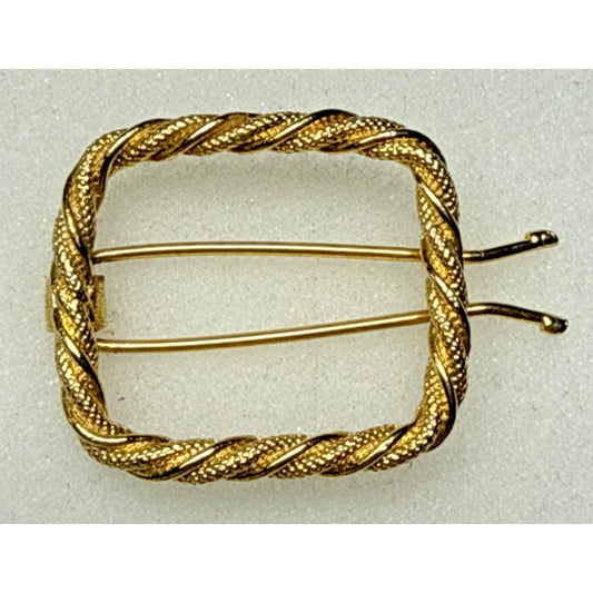 Vintage Twisted Rope Gold Tone Metal Hair Barrette Square
