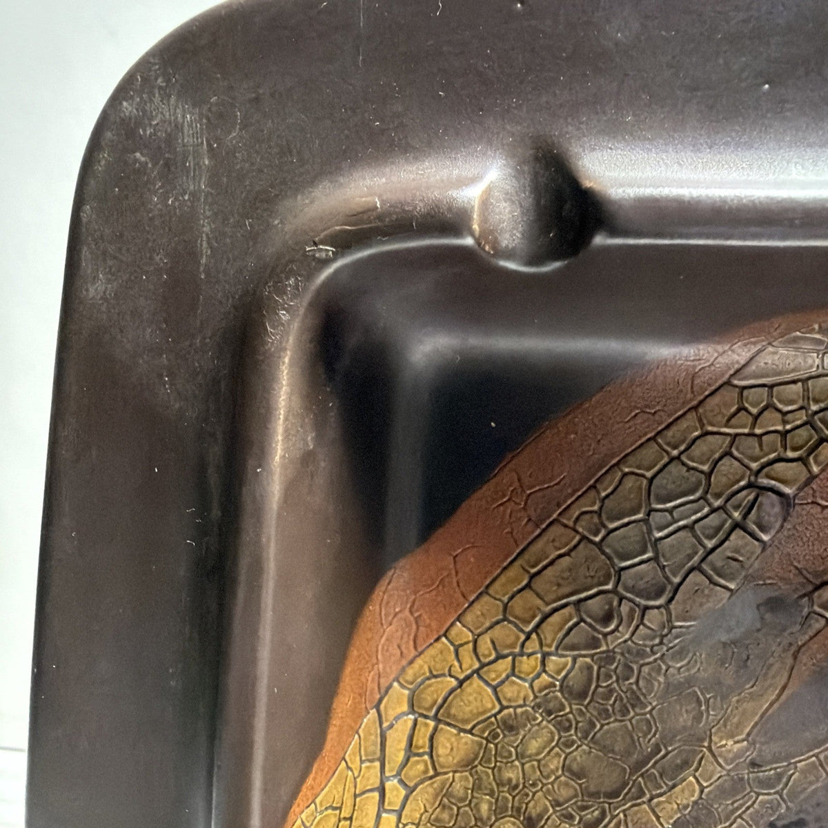 MCM Royal Haeger Craftsman Earth Wrap Glaze Ashtray Brown Orange Art Pottery