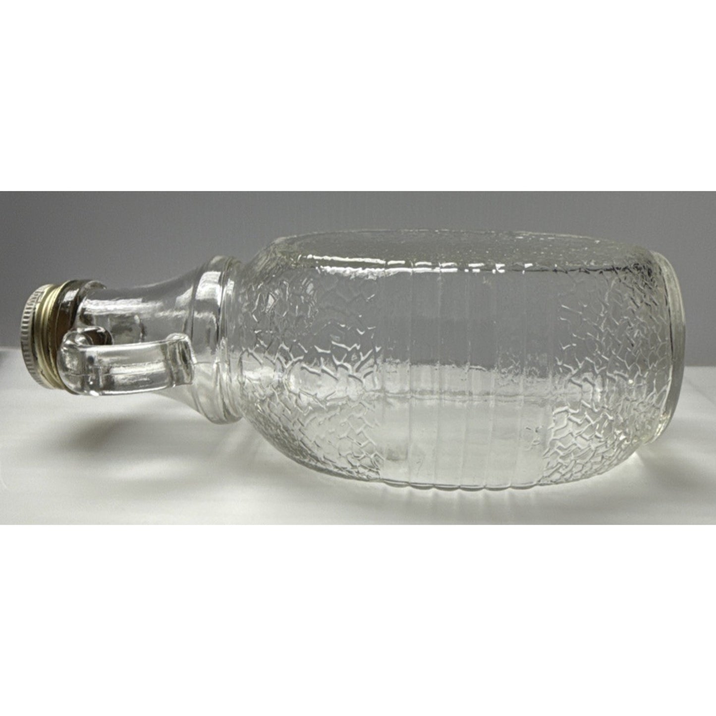 Vtg Hazel Atlas Textured Glass Double Handle Bottle Jar Textured Band 7-K-4693