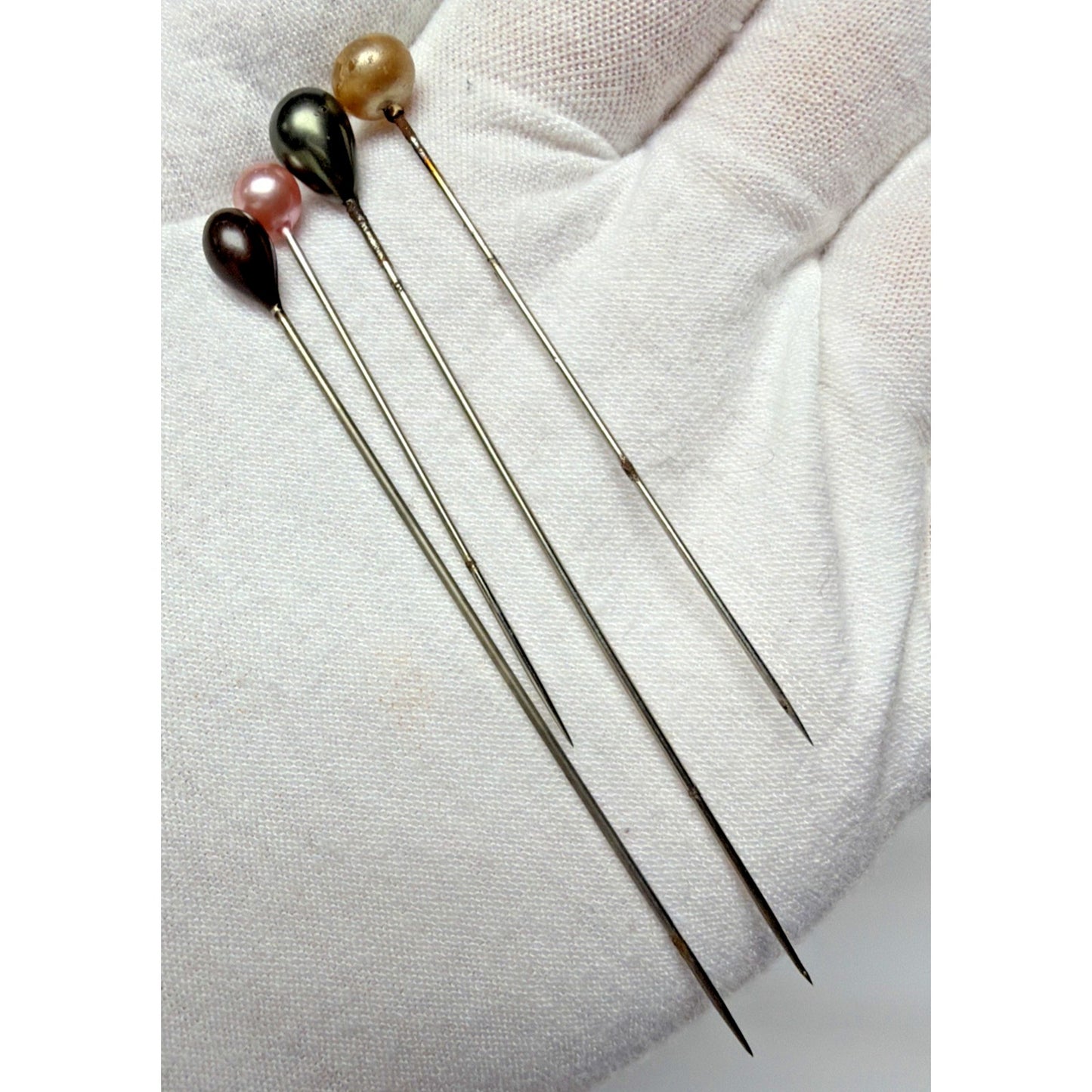 Victorian Shoe Sewing Cushion Hair Hat Pin Lot of 20 Glass Pearl Plastic As Is