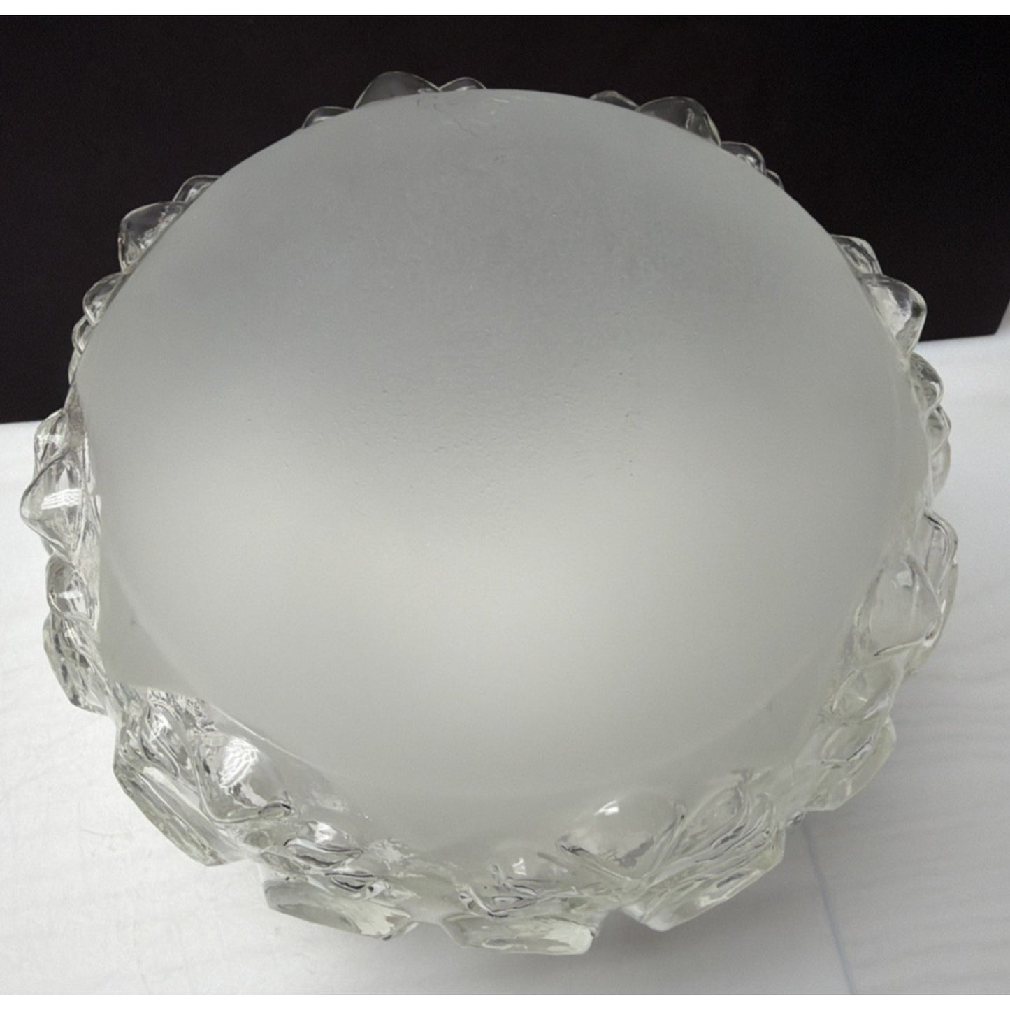 Hollywood Regency Glass Ceiling Light Lamp Globe Shade Satin Ornate Puffy As Is