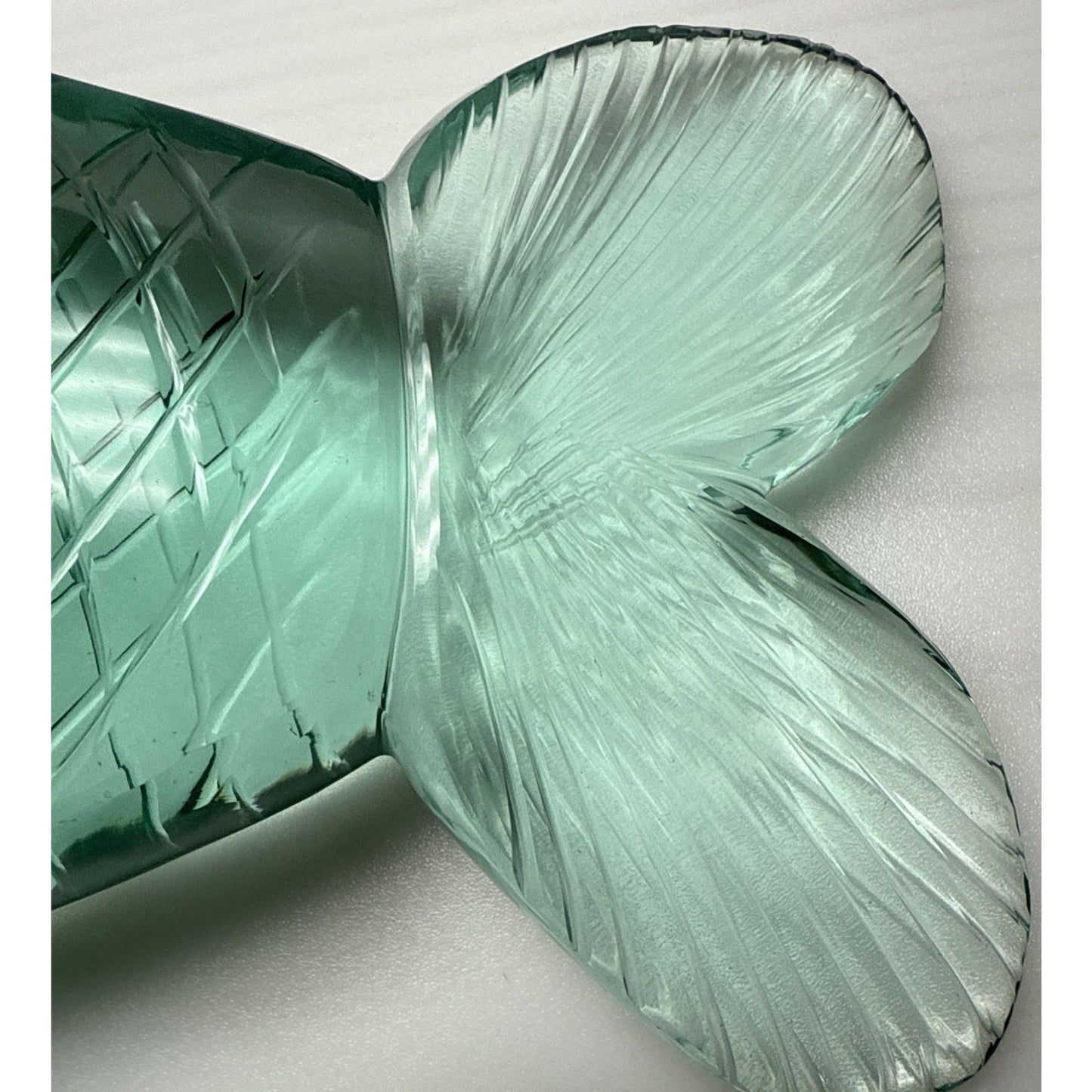 Vintage Cut Crystal Goldfish Big Eye Koi Fish Sculpture Aqua Green As-Is