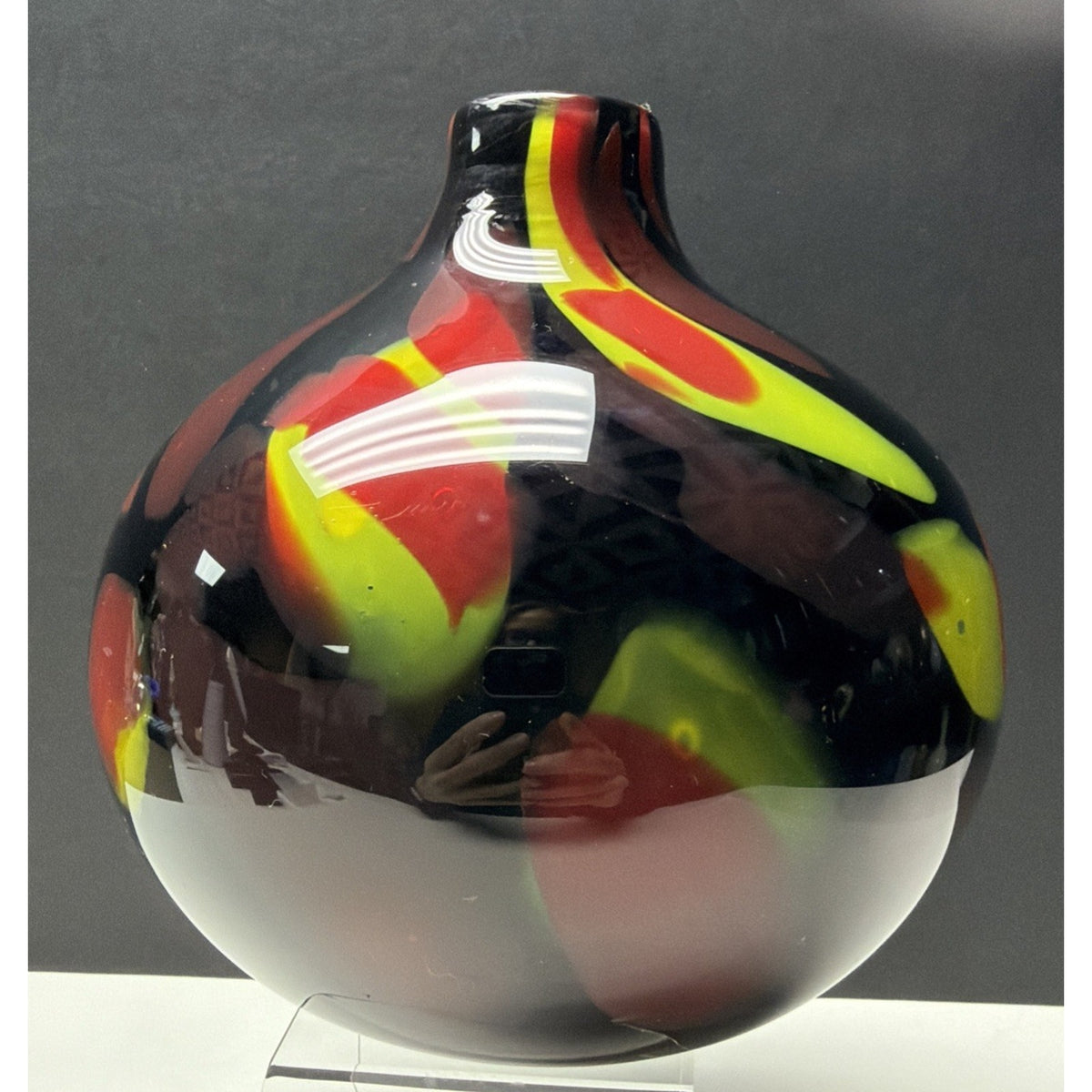 Vintage Murano Glassware Art Glass Sommerso Abstract Squat Gourd Vase
