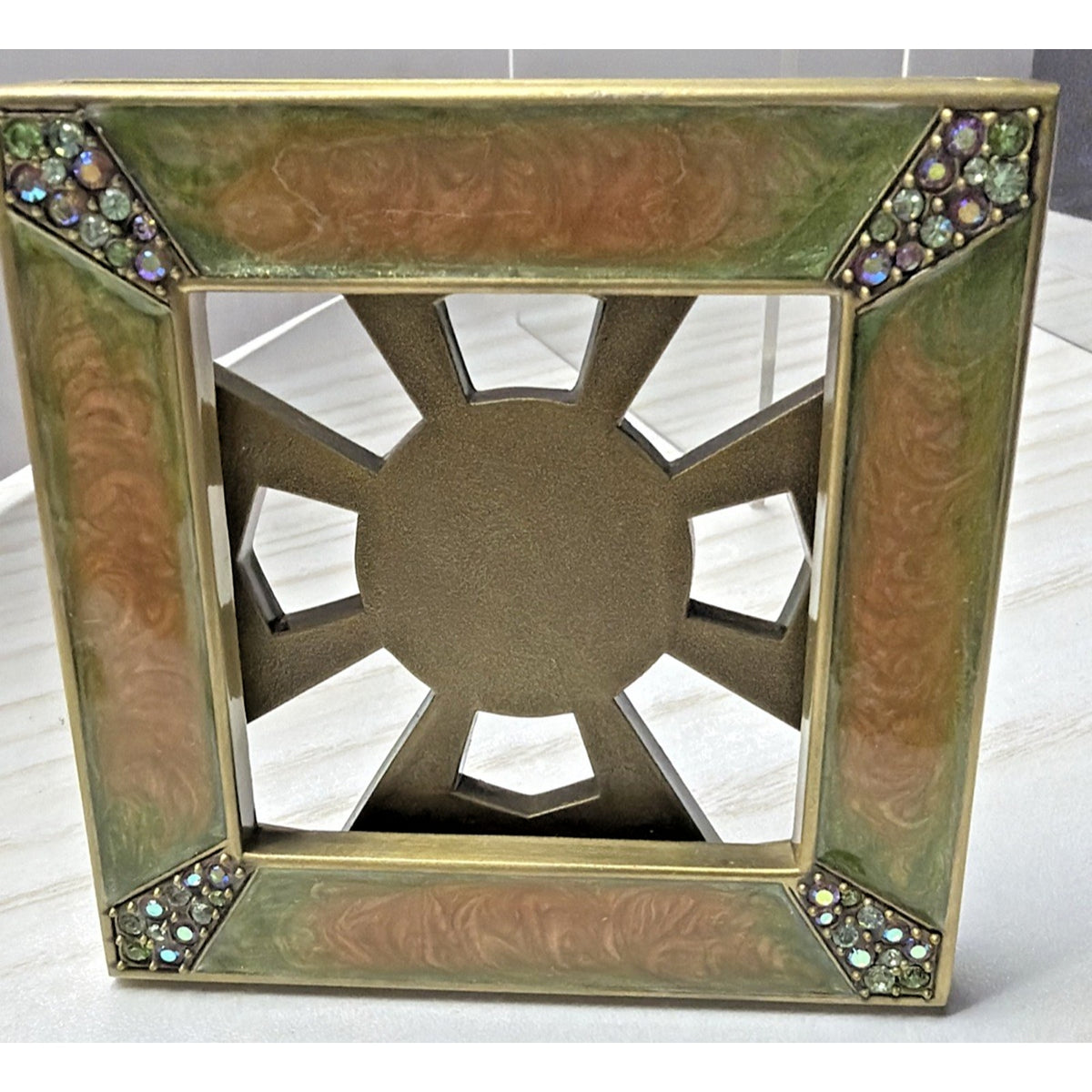 Jay Strongwater Leland Pave Corner Picture Frame Frame Swarovski Crystal Enamel