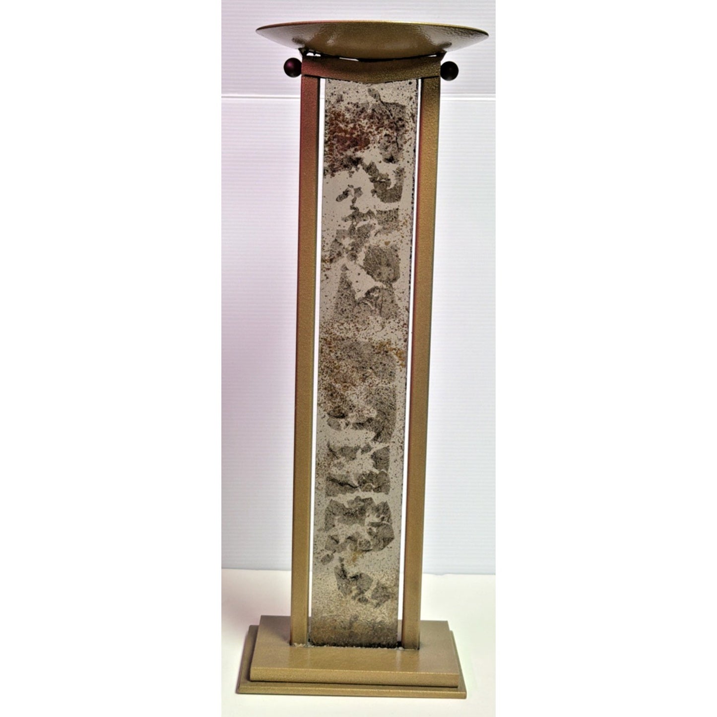 MCM Tony Evans Designs California Smoky Glass Metal Pillar Abstract Holder As Is
