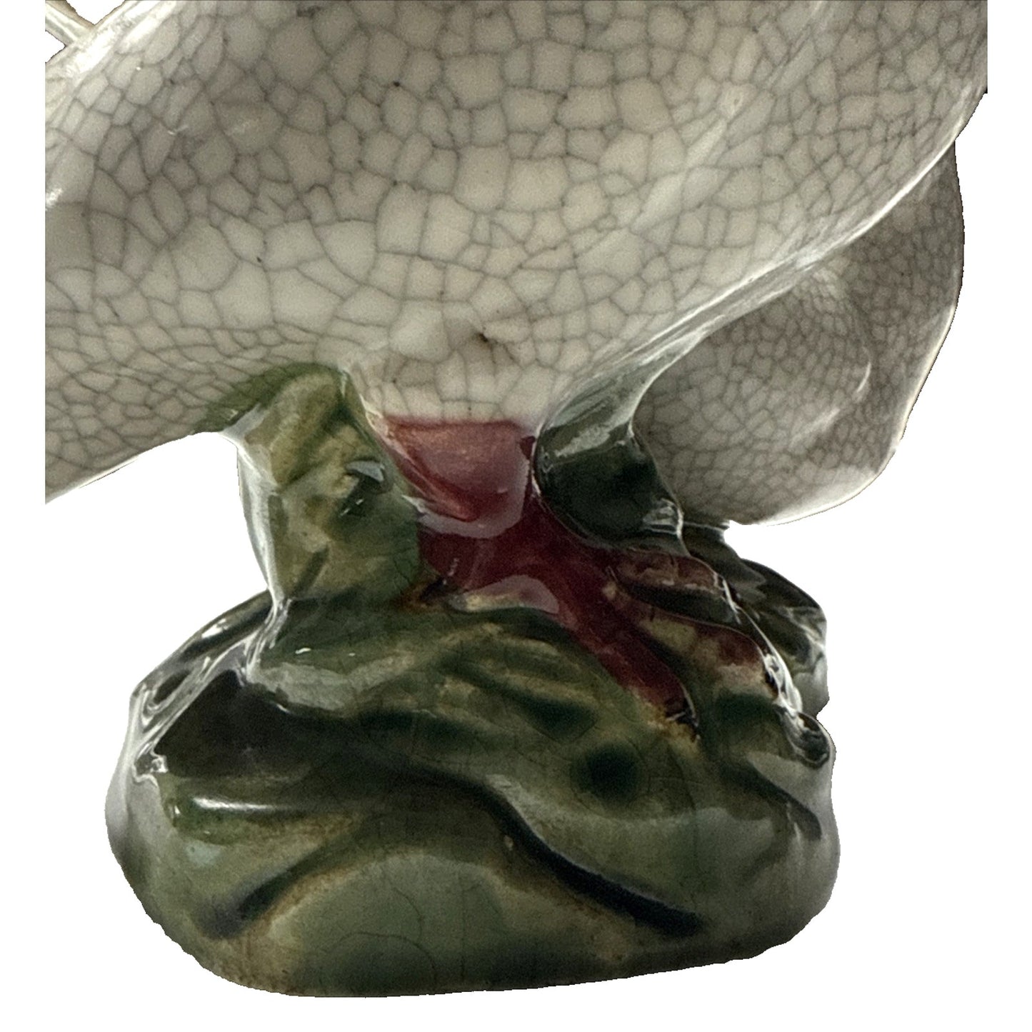 Vintage Chinese Crackle Glazed Majolica Pottery Doves Love Birds Sculpture