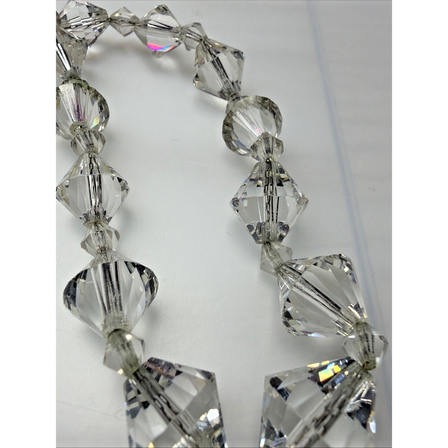 Art Deco La Tausca Jewelry Box Rock Crystal Faceted Necklace As Is Read Descript