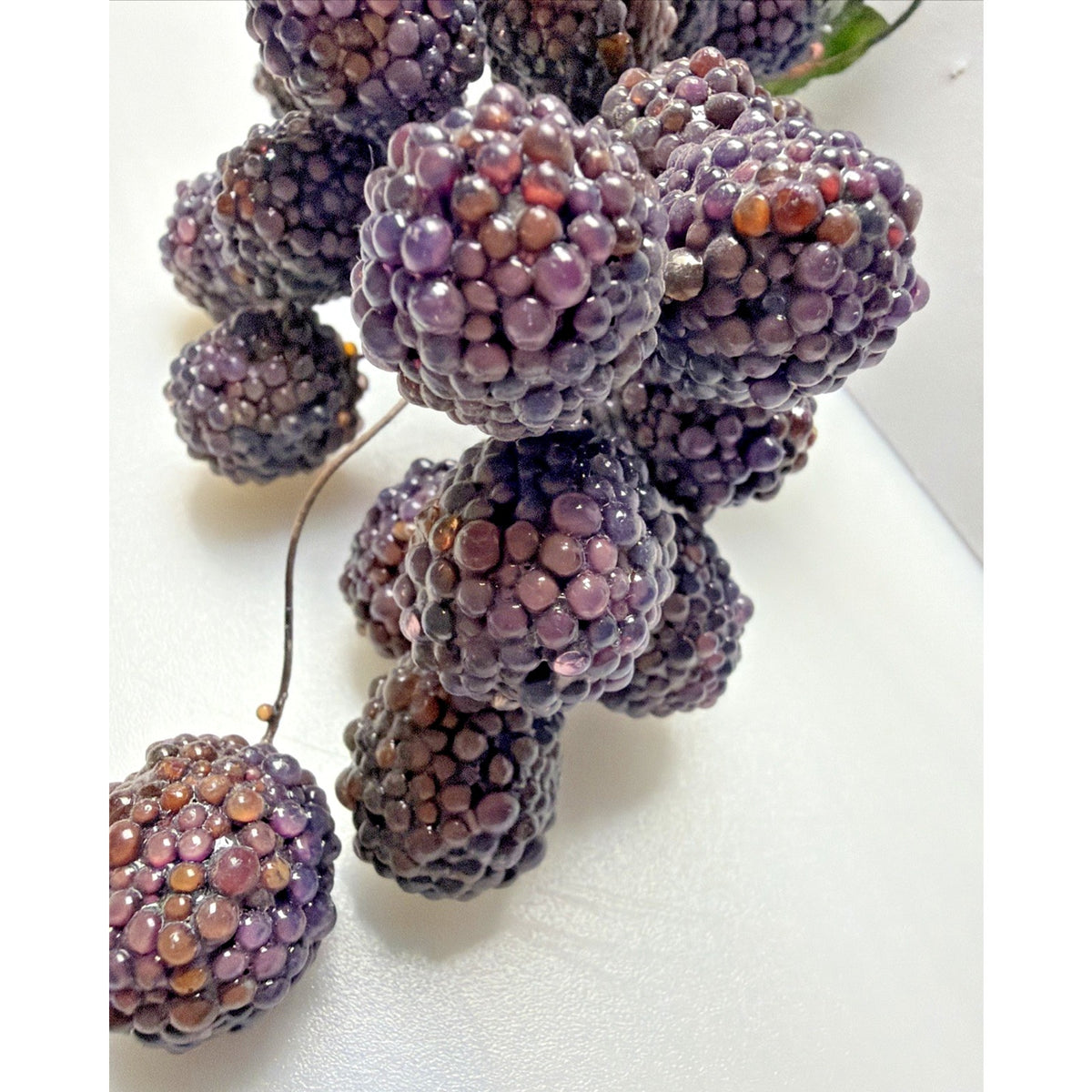 MCM Grape Cluster Glass Beaded Stem Leaves Fruit Purple As Is